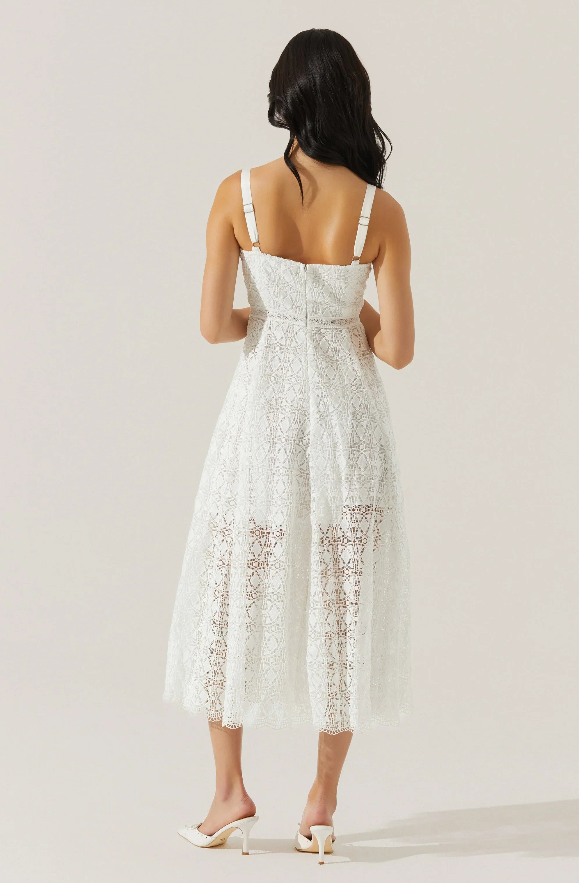 Tenna Floral Lace Bustier Midi Dress