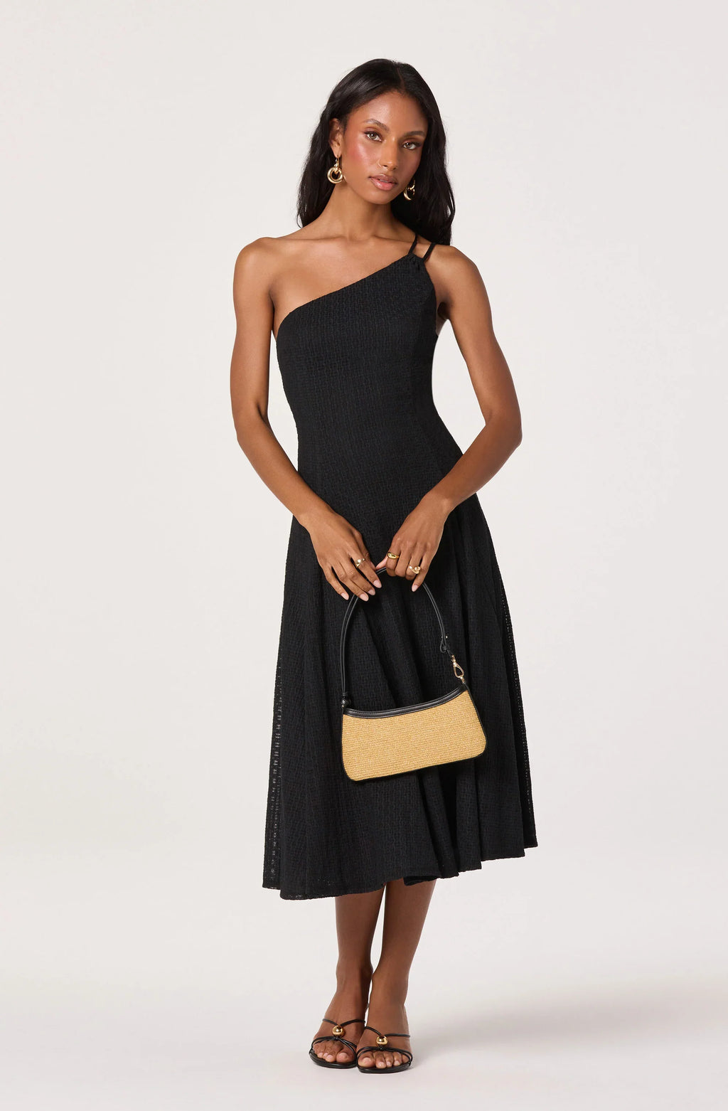 Nola One-Shoulder Knit Midi Dress