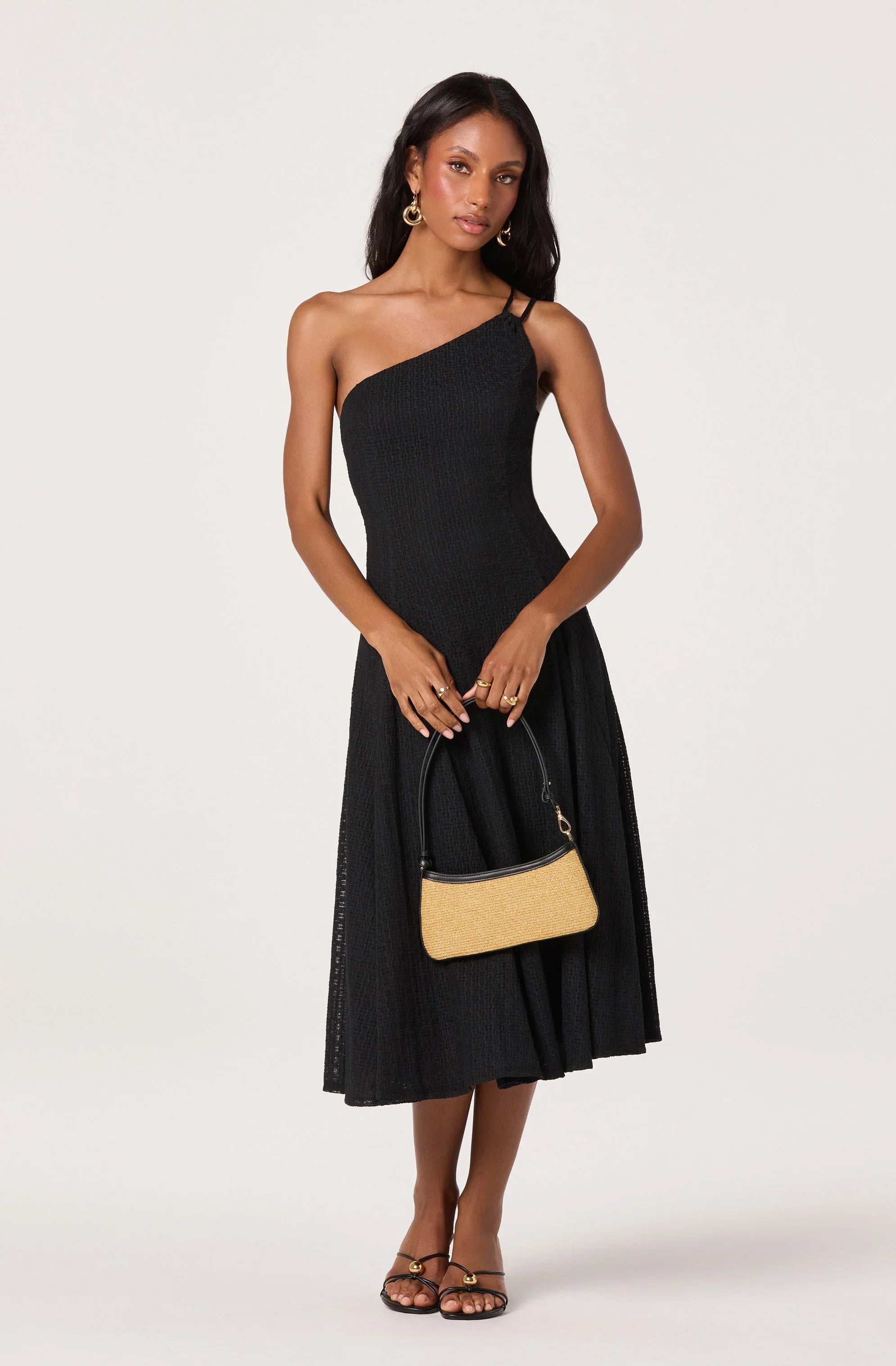 Nola One-Shoulder Knit Midi Dress