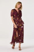 Bennet Floral Ruffle Trim Midi Dress