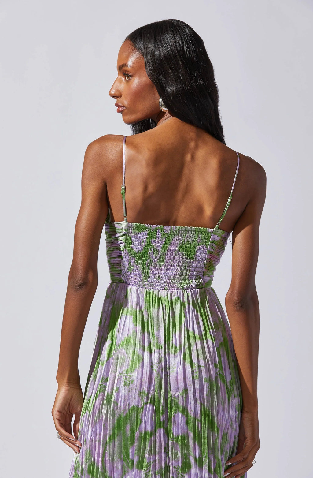 Maeve Pleated Satin Midi Dress