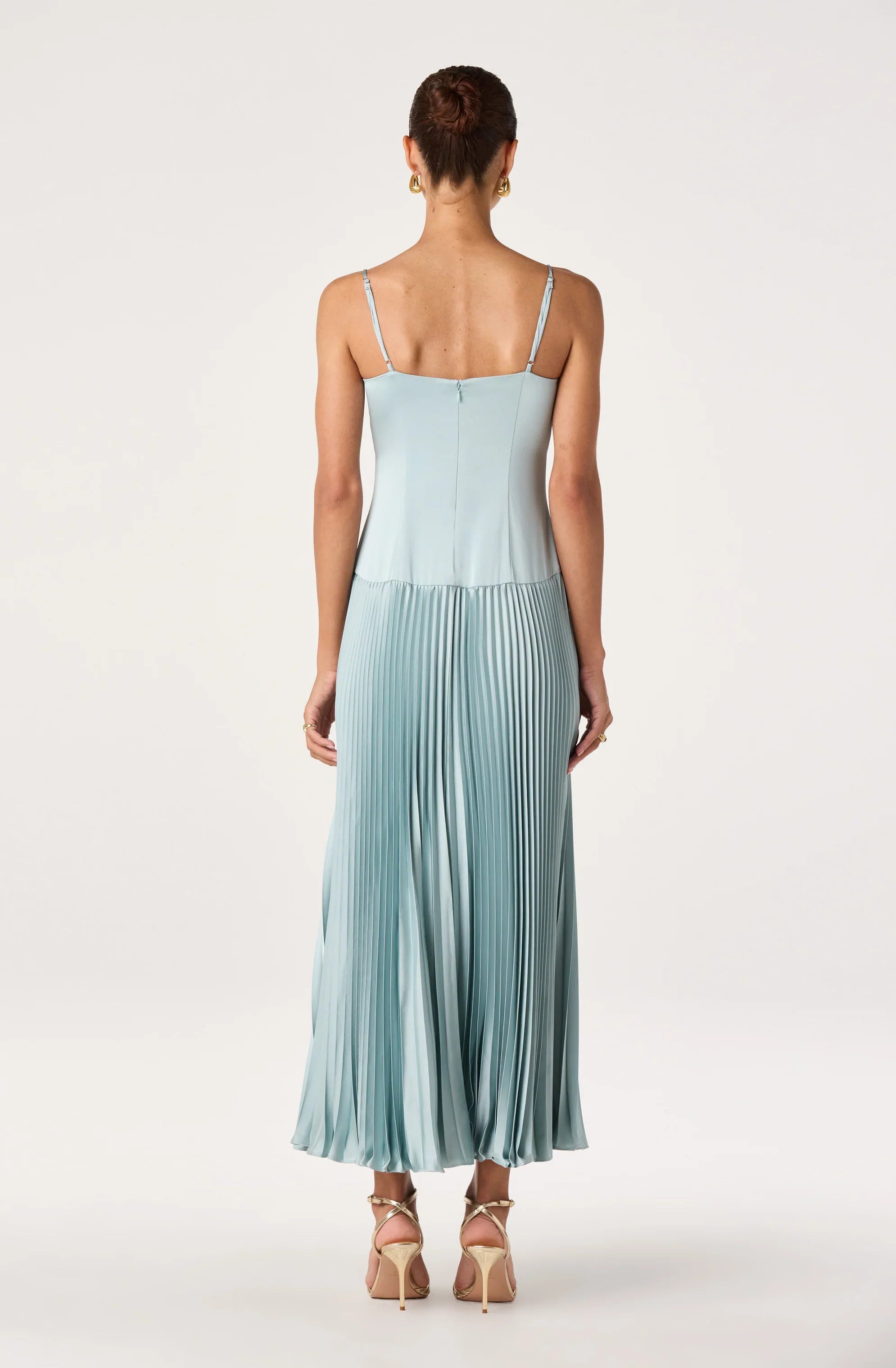Pleated Drop Waist Maxi Dress