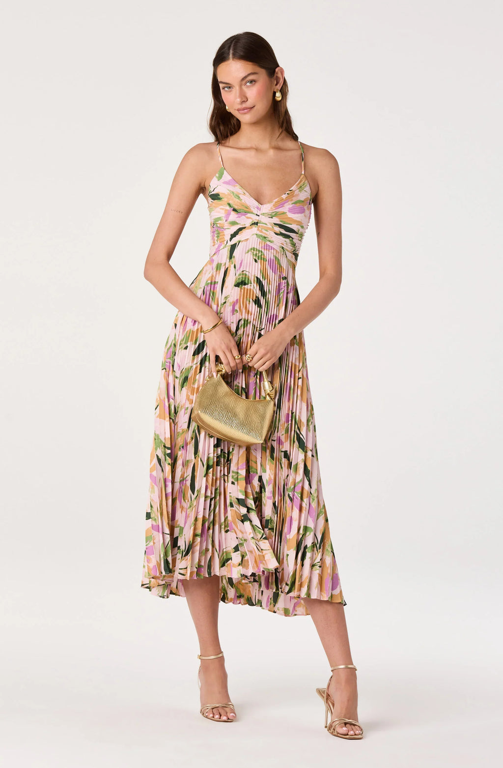 Blythe Floral Plisse Midi Dress
