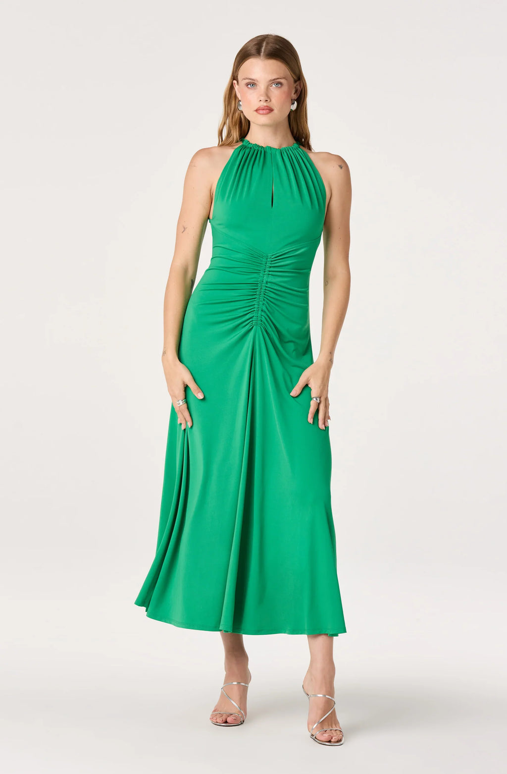 Mallory Ruched Halter Maxi Dress