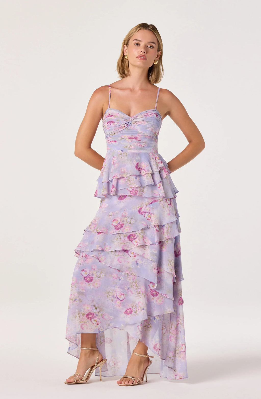 Coline Ruffle Chiffon Maxi Dress