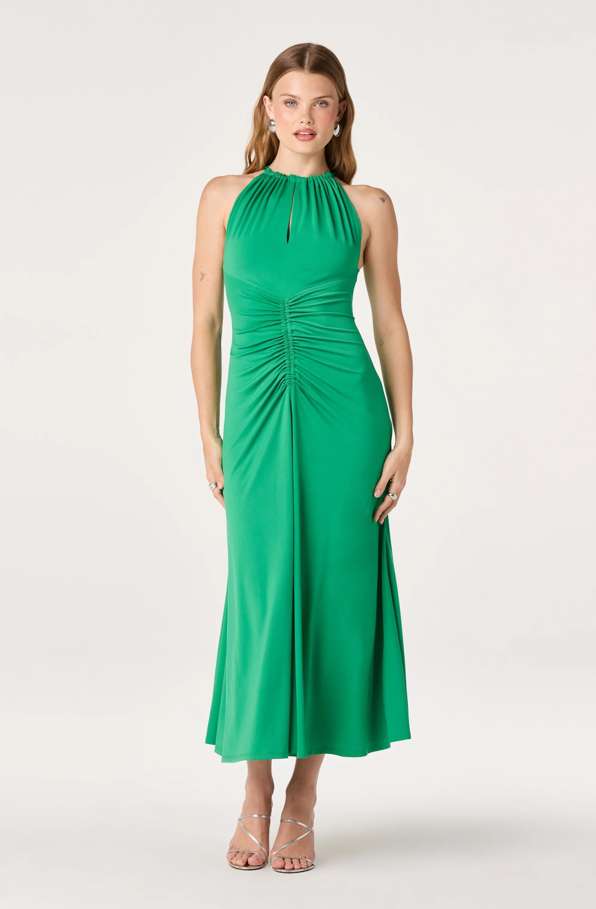 Mallory Ruched Halter Maxi Dress