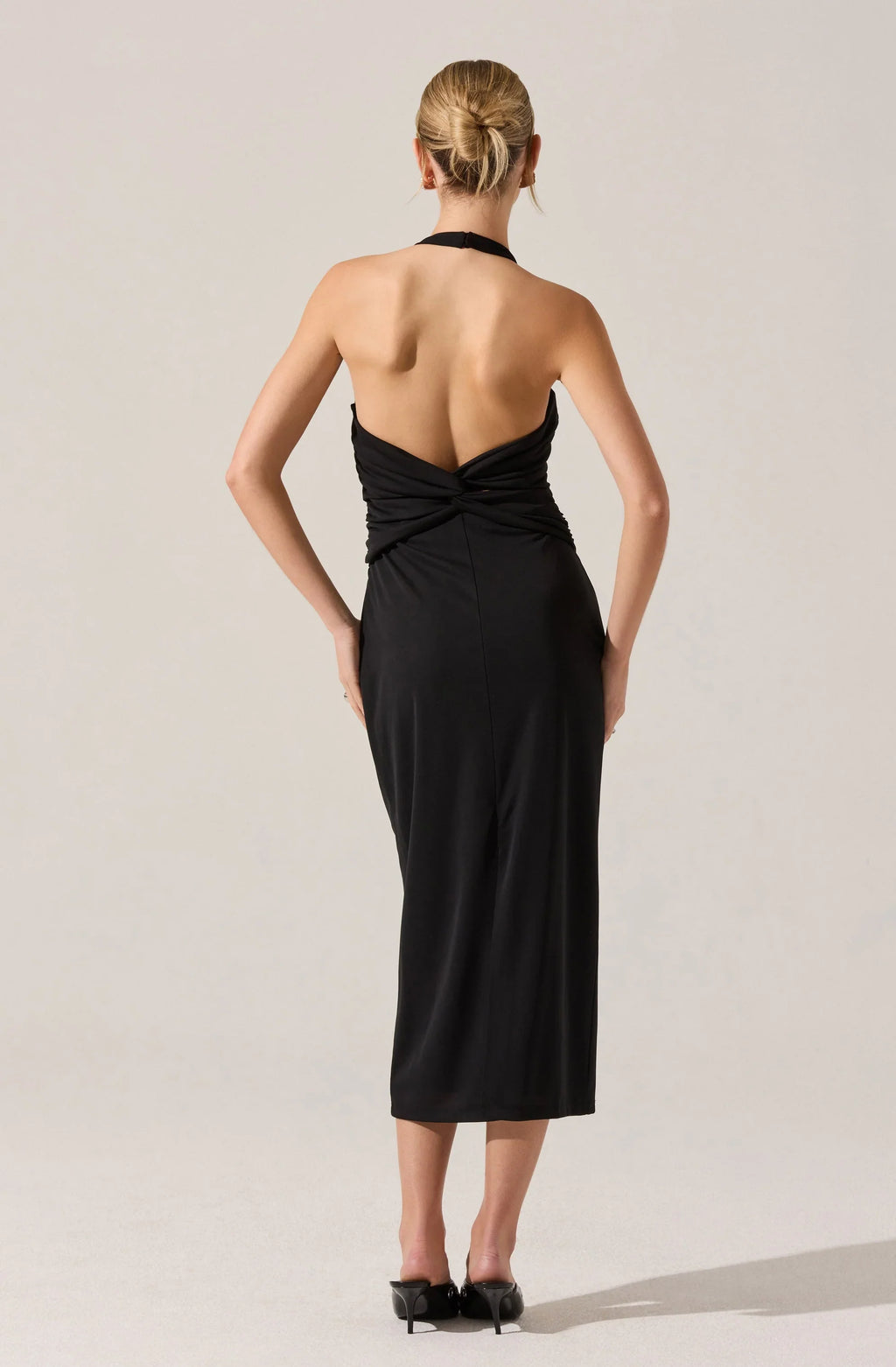 Zaira Ruched Halter Midi Dress