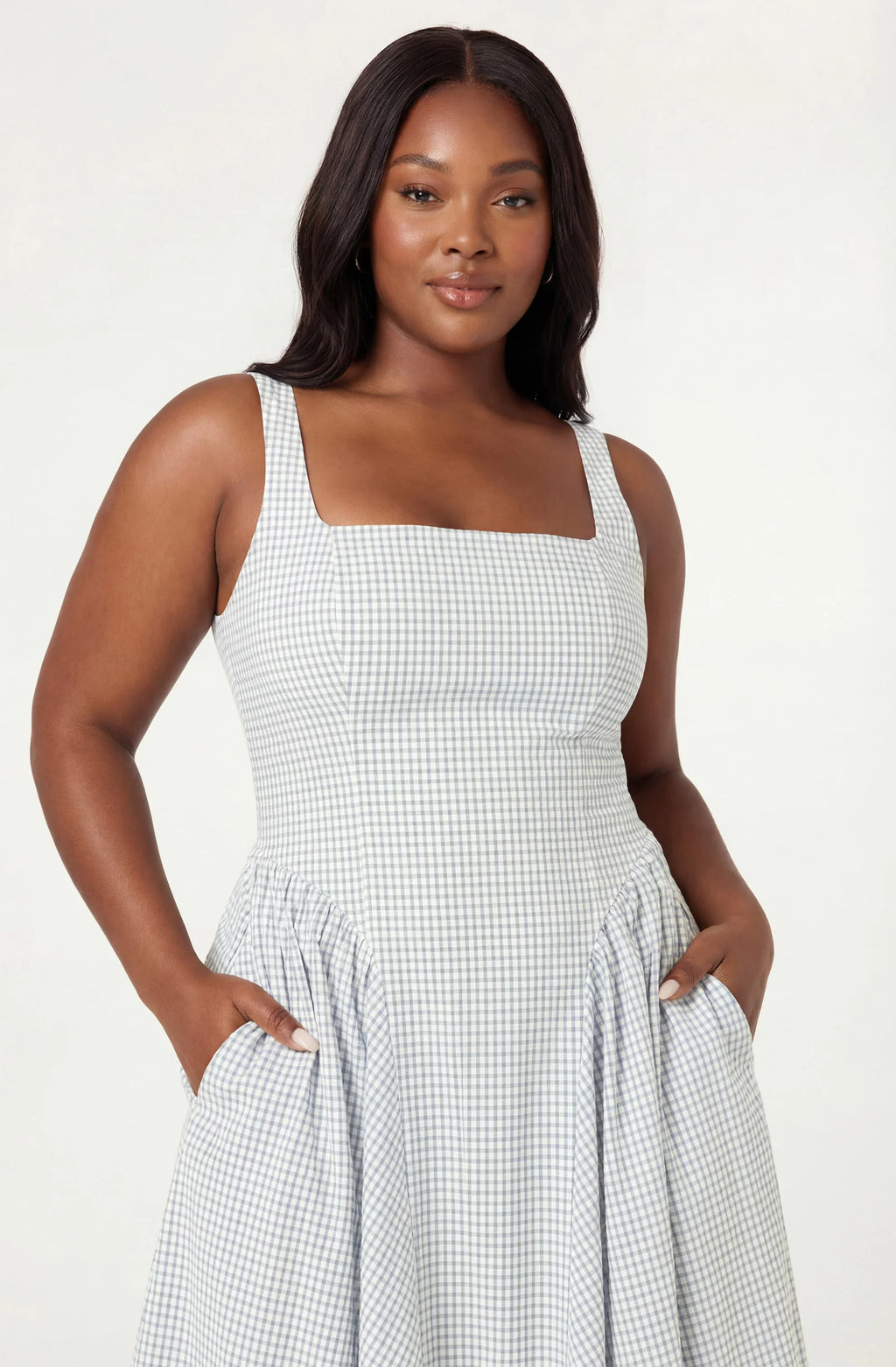 Vinya Plaid Bow-Back Midi Dress