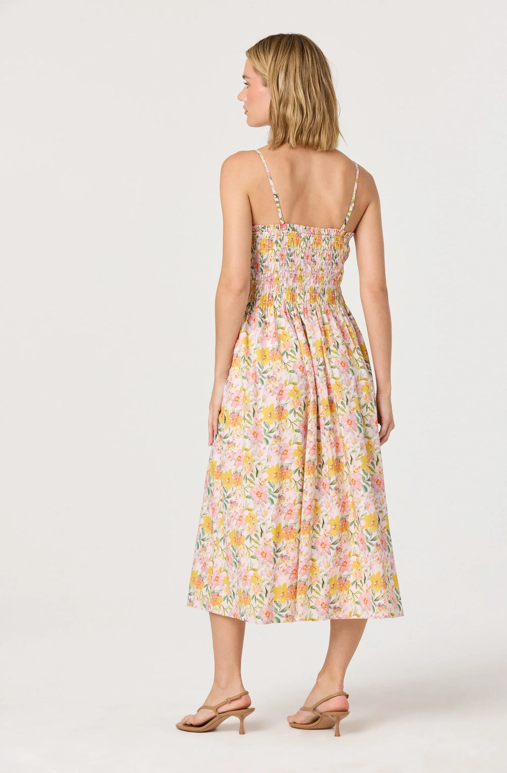 Smocked Floral Midi Dress