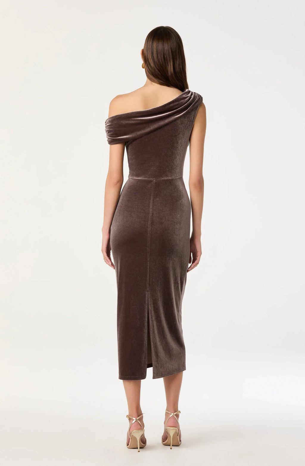Velvet Off Shoulder Midi Dress