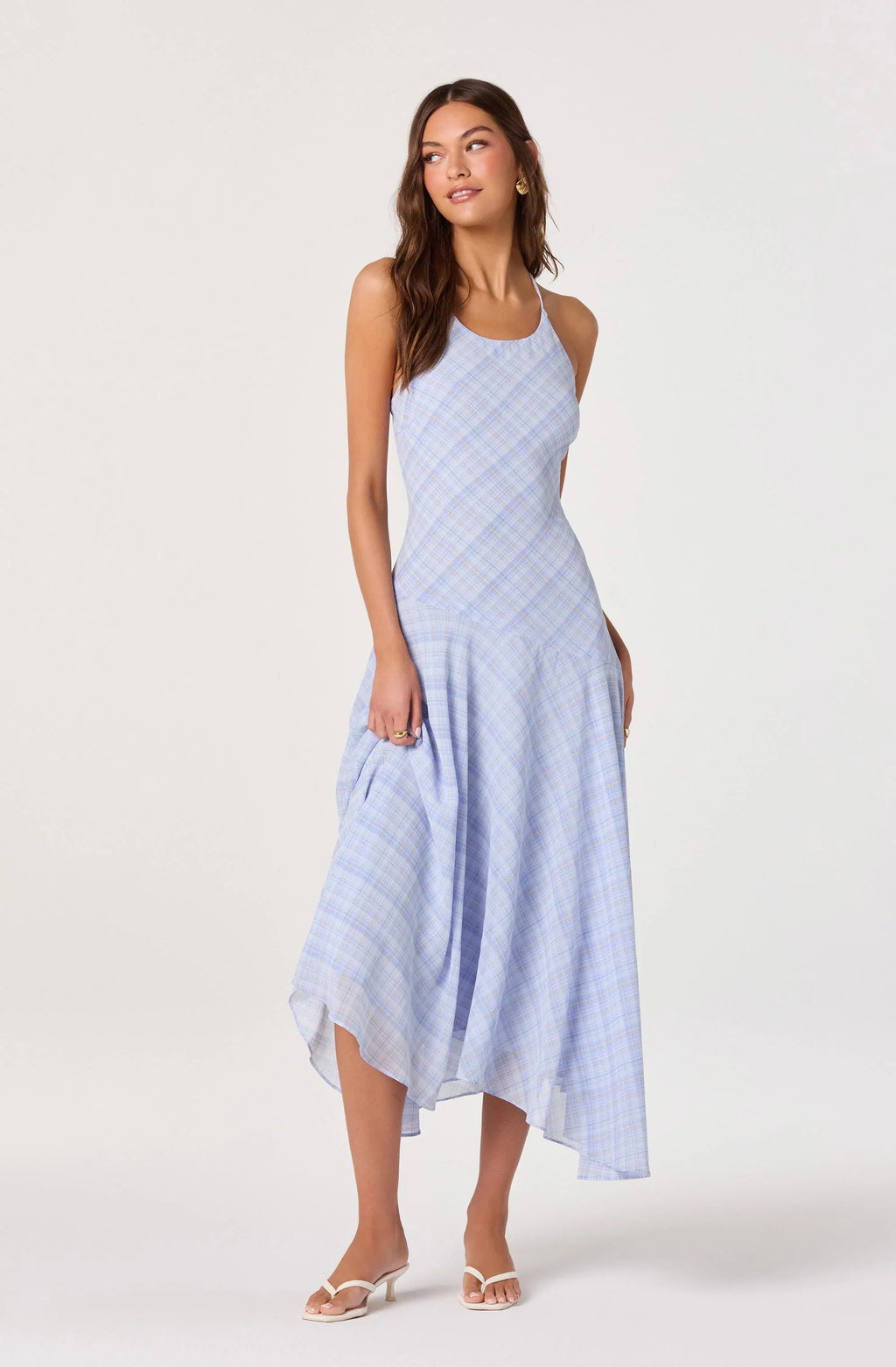 Ginny Plaid Halter Midi Dress