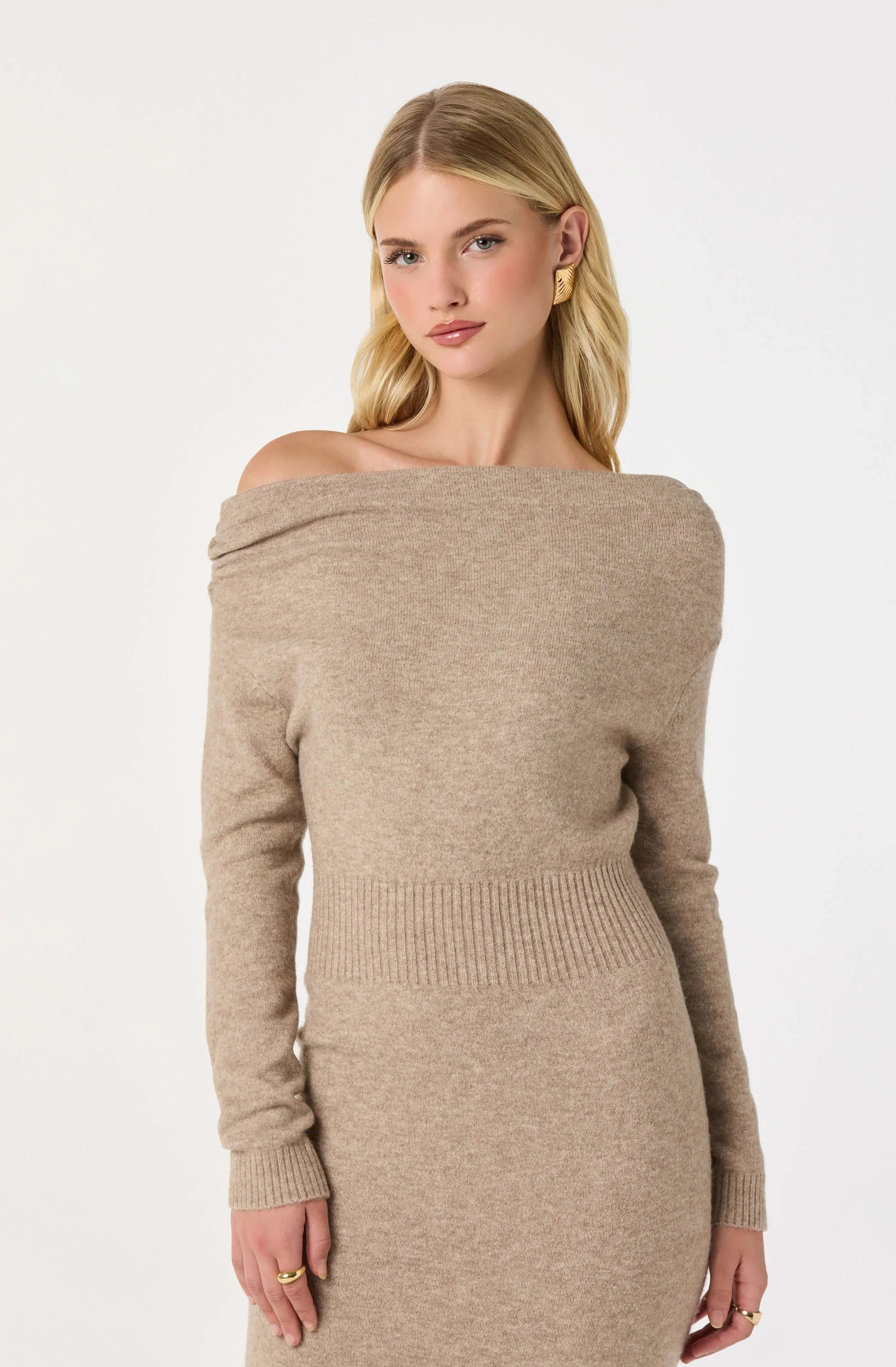 One Shoulder Midi Sweater Dress