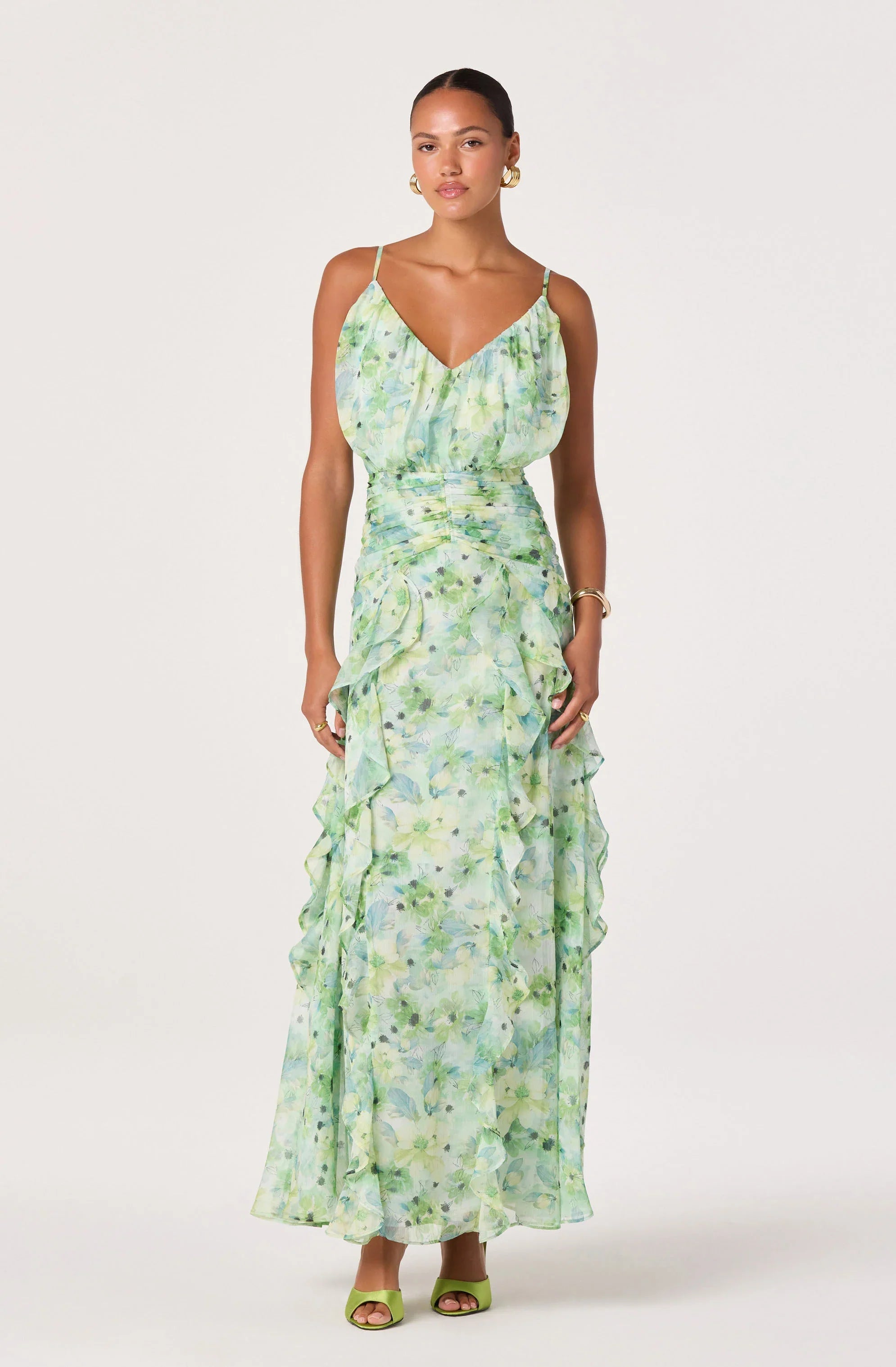 Brianna Ruffle Chiffon Maxi Dress