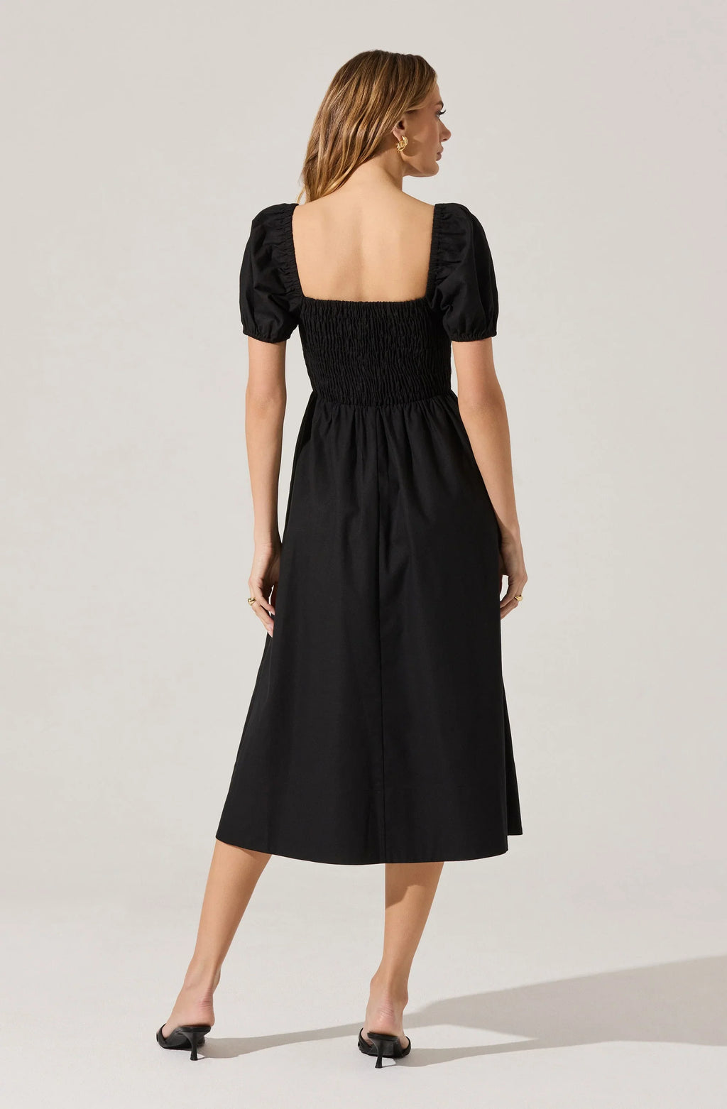 Smocked Bow Midi Dress
