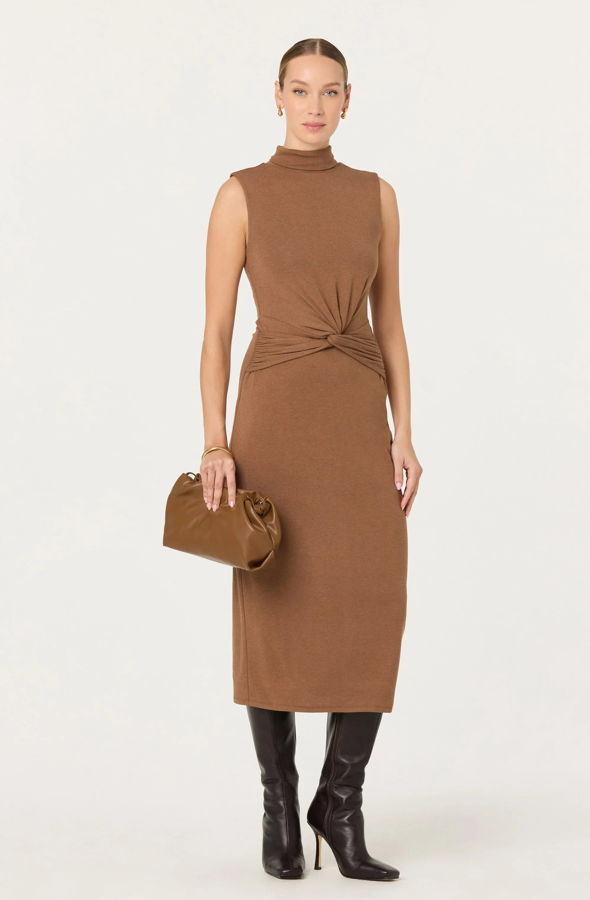 Riana Turtleneck Twist Front Maxi Dress
