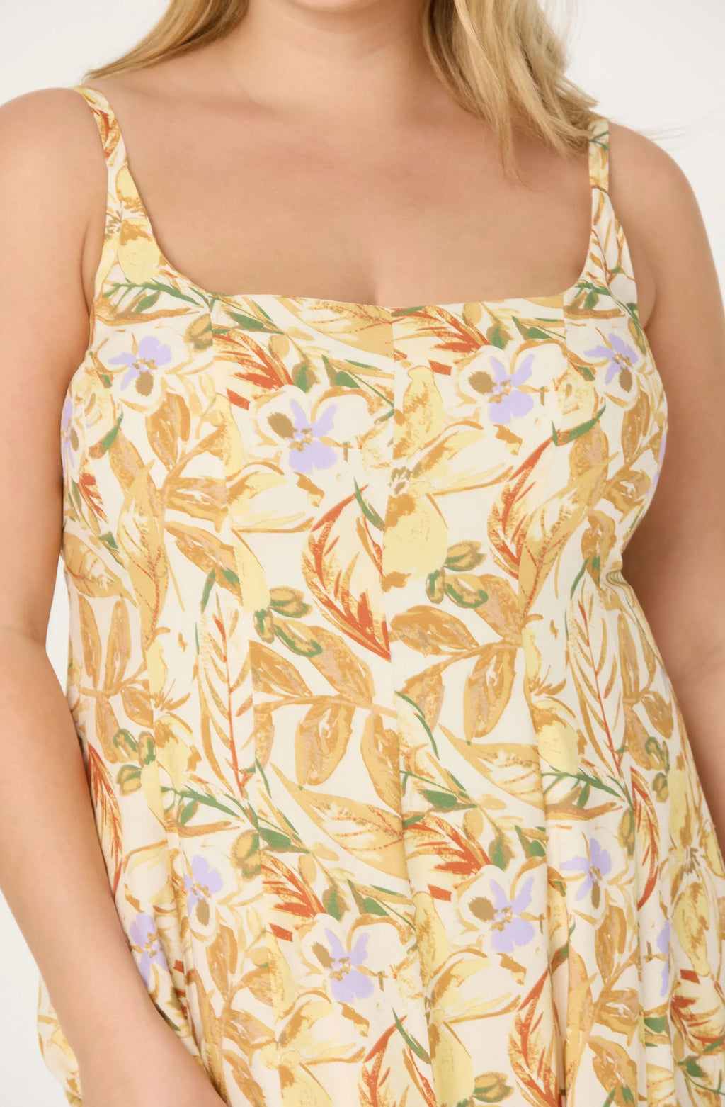 Jaleyah Paneled Flare Floral Midi Dress