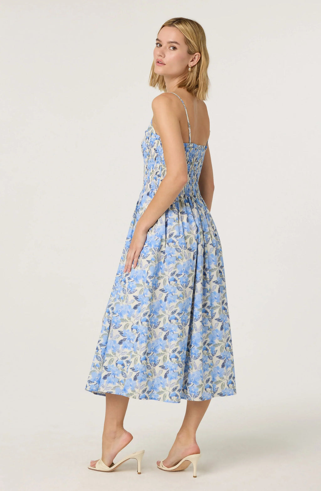 Smocked Floral Midi Dress
