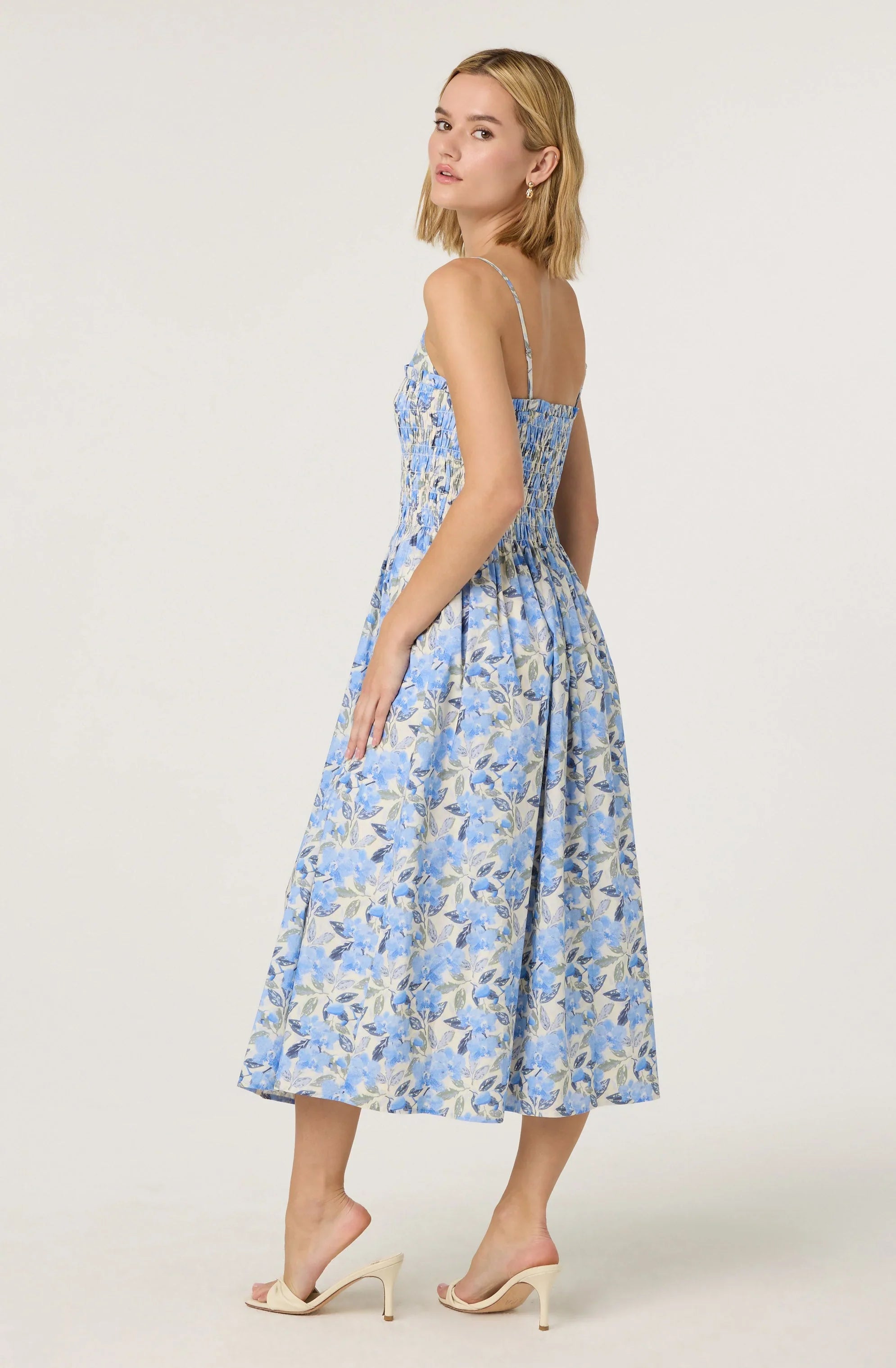 Smocked Floral Midi Dress