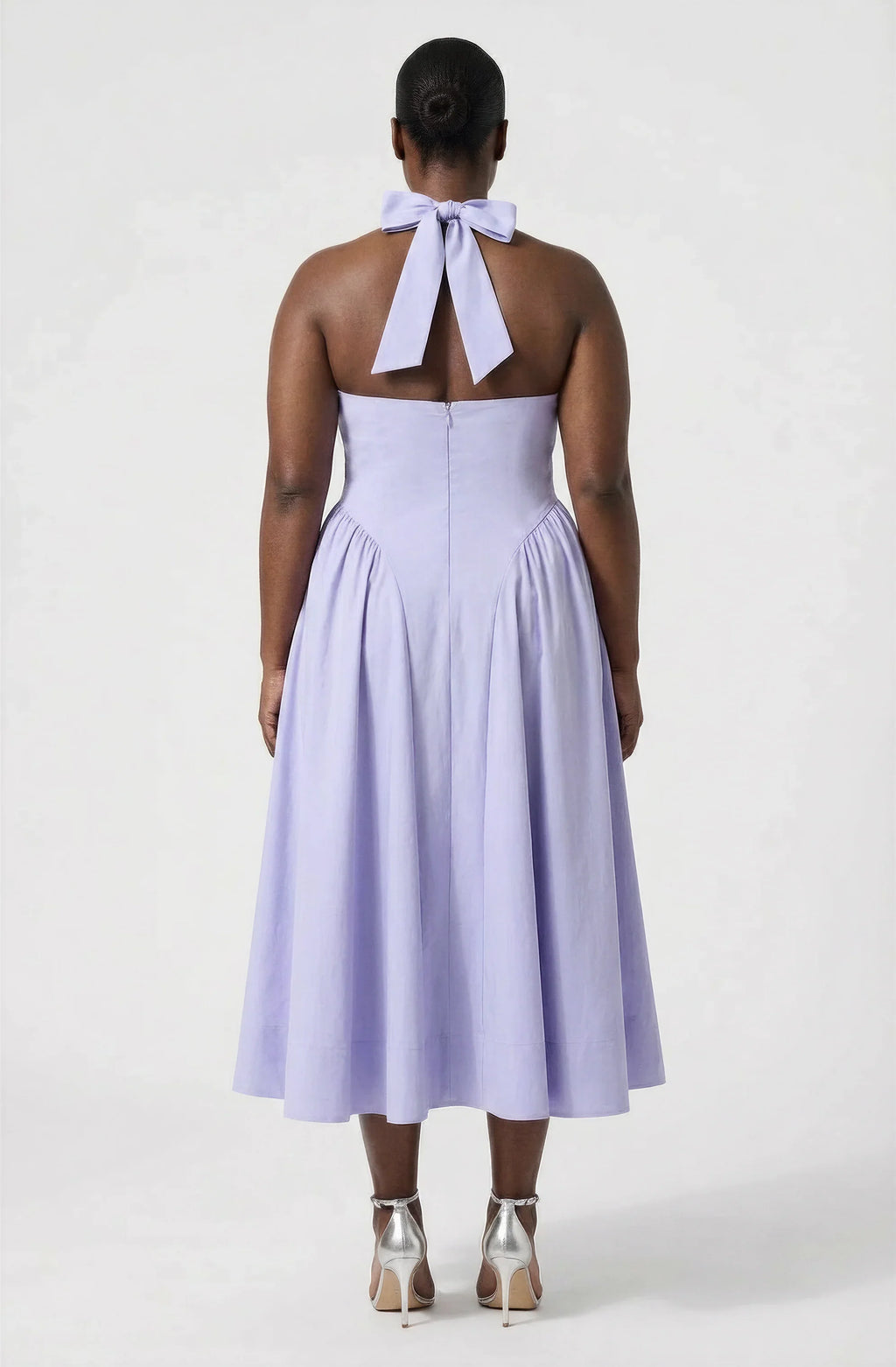 Meana Halter Plunge Drop-Waist Midi Dress