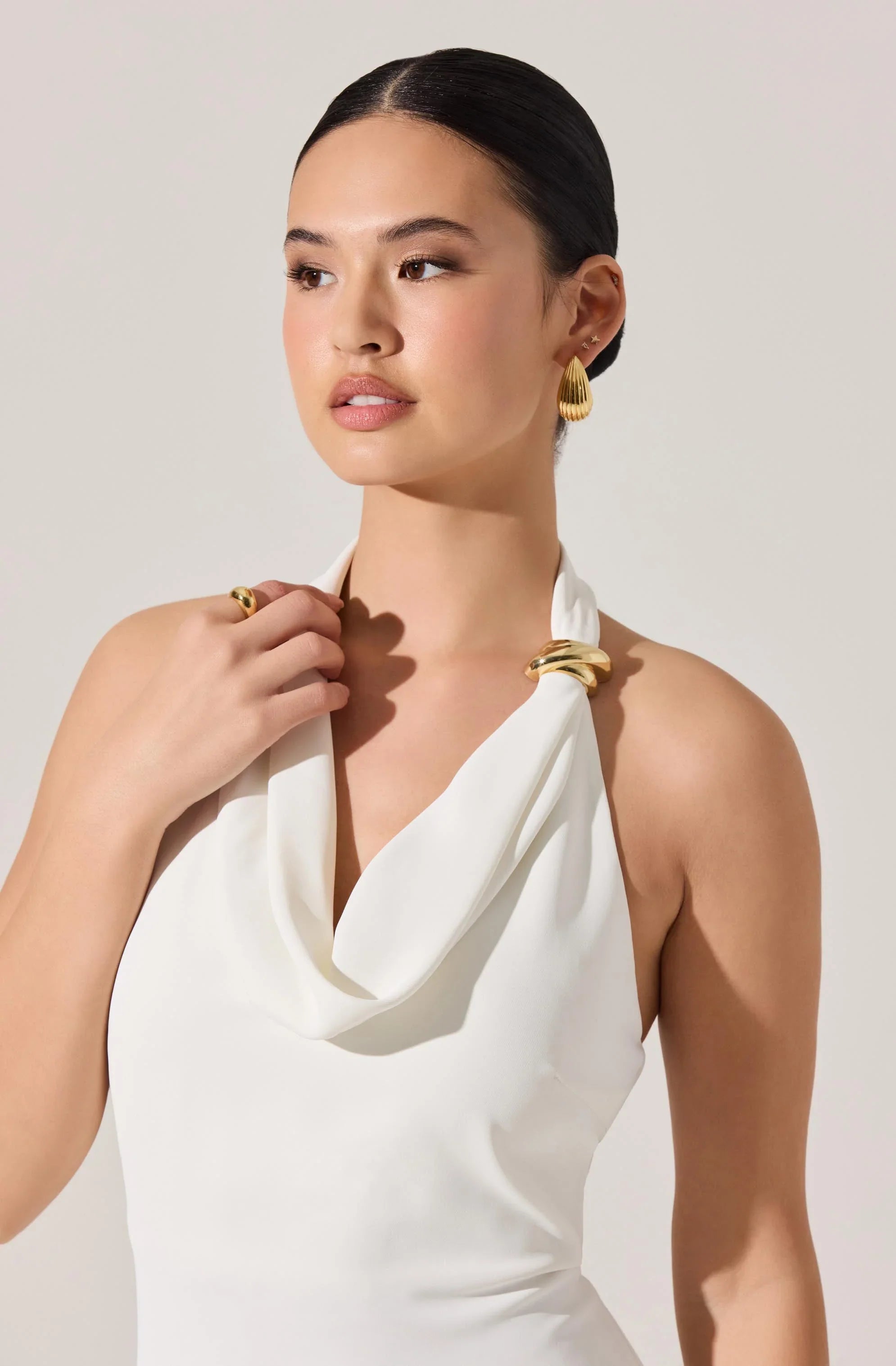 Alanna Halter Cowl Neck Midi Dress