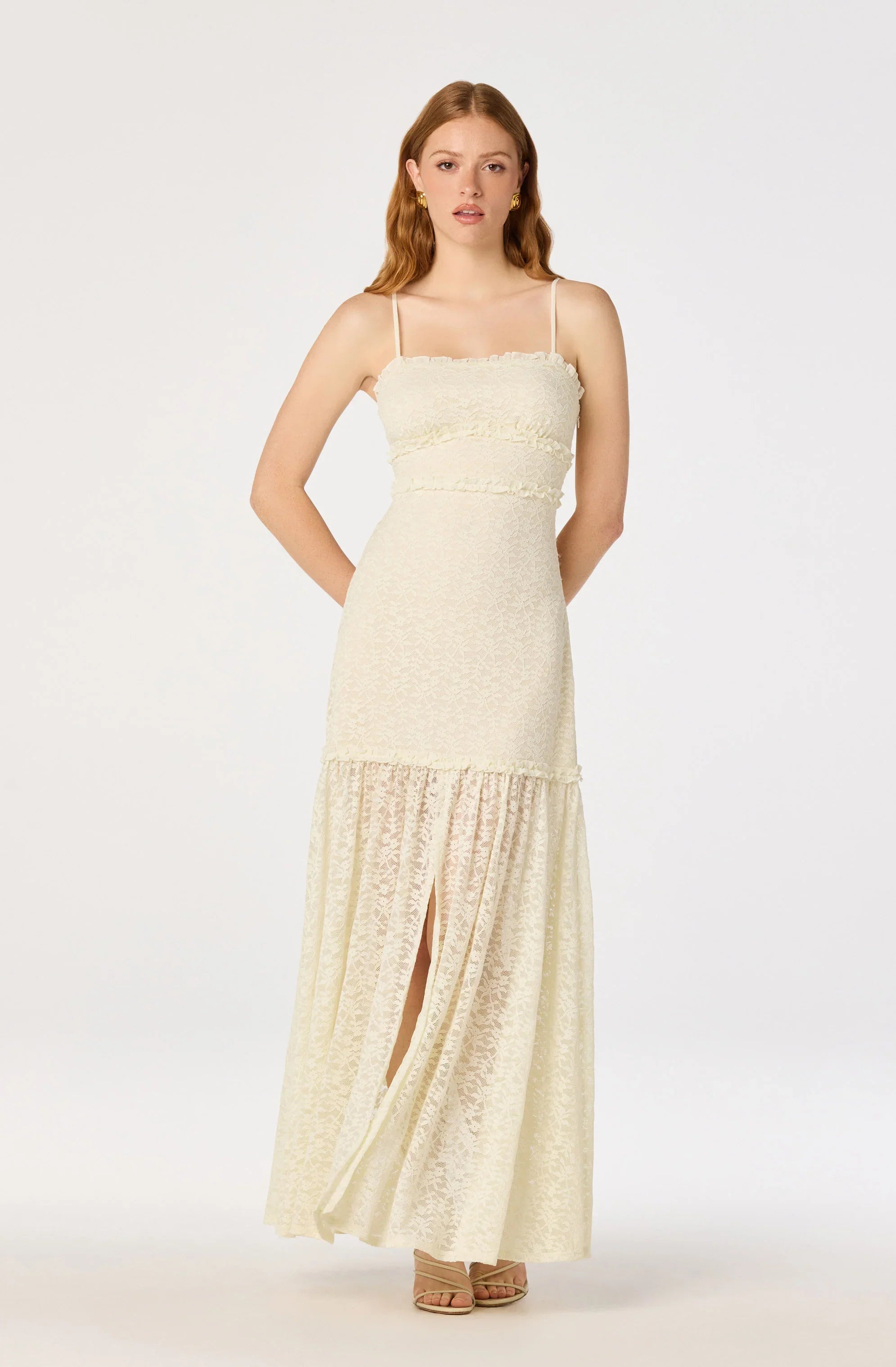 Ruffle Tiered Lace Maxi Dress