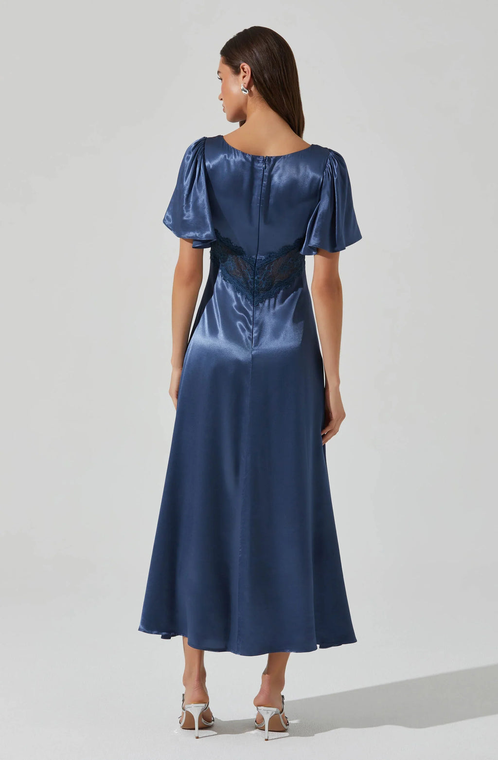 Aurelia Satin V-Neck Midi Dress