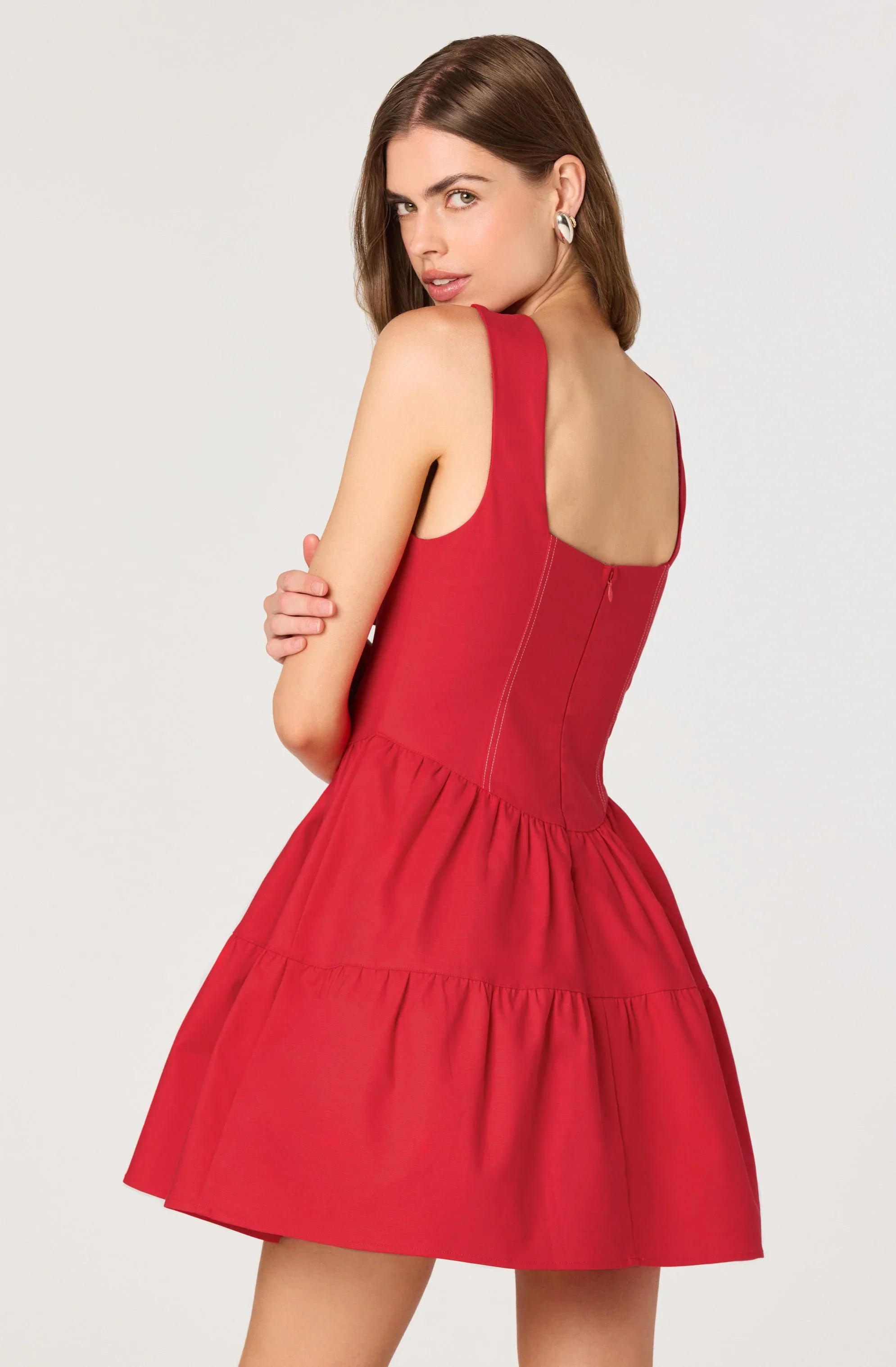 Tiered Stitch Detail Mini Dress