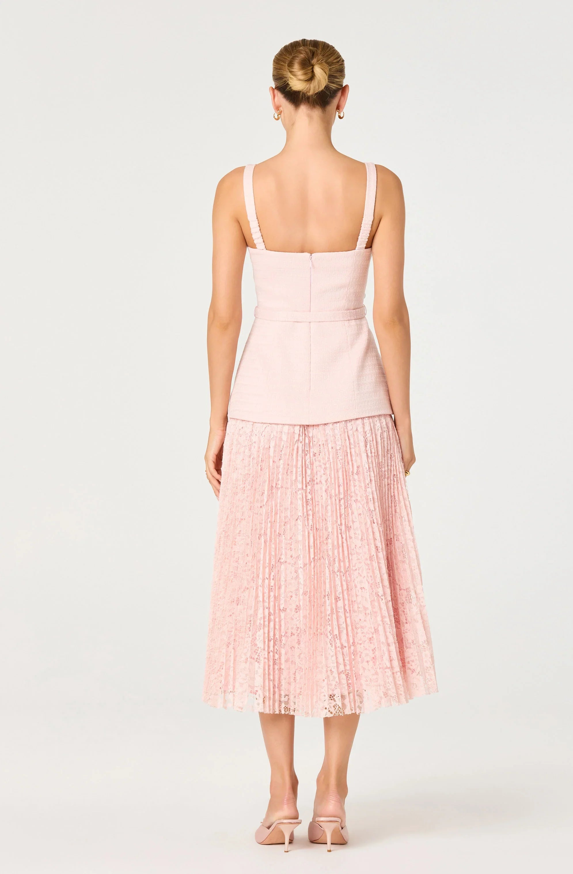 Caitlin Mixed Media Tweed Midi Dress