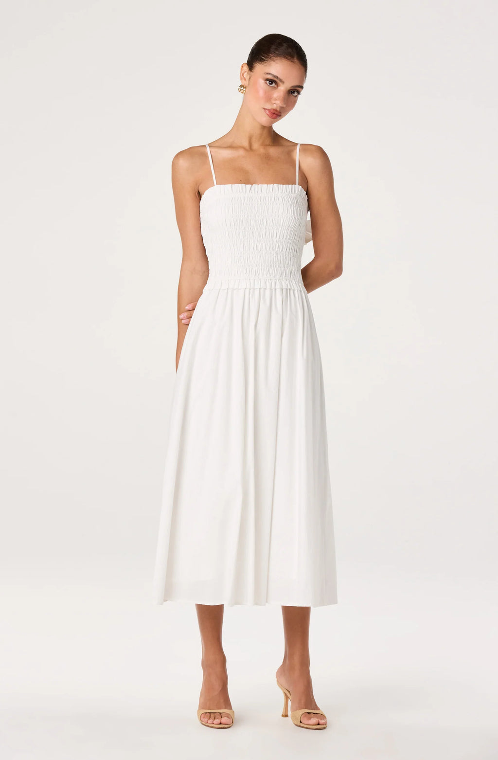 Harper Smocked A-Line Midi Dress