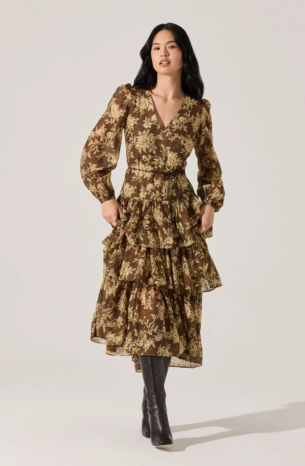 Franchesca Tiered Ruffle Floral Maxi Dress