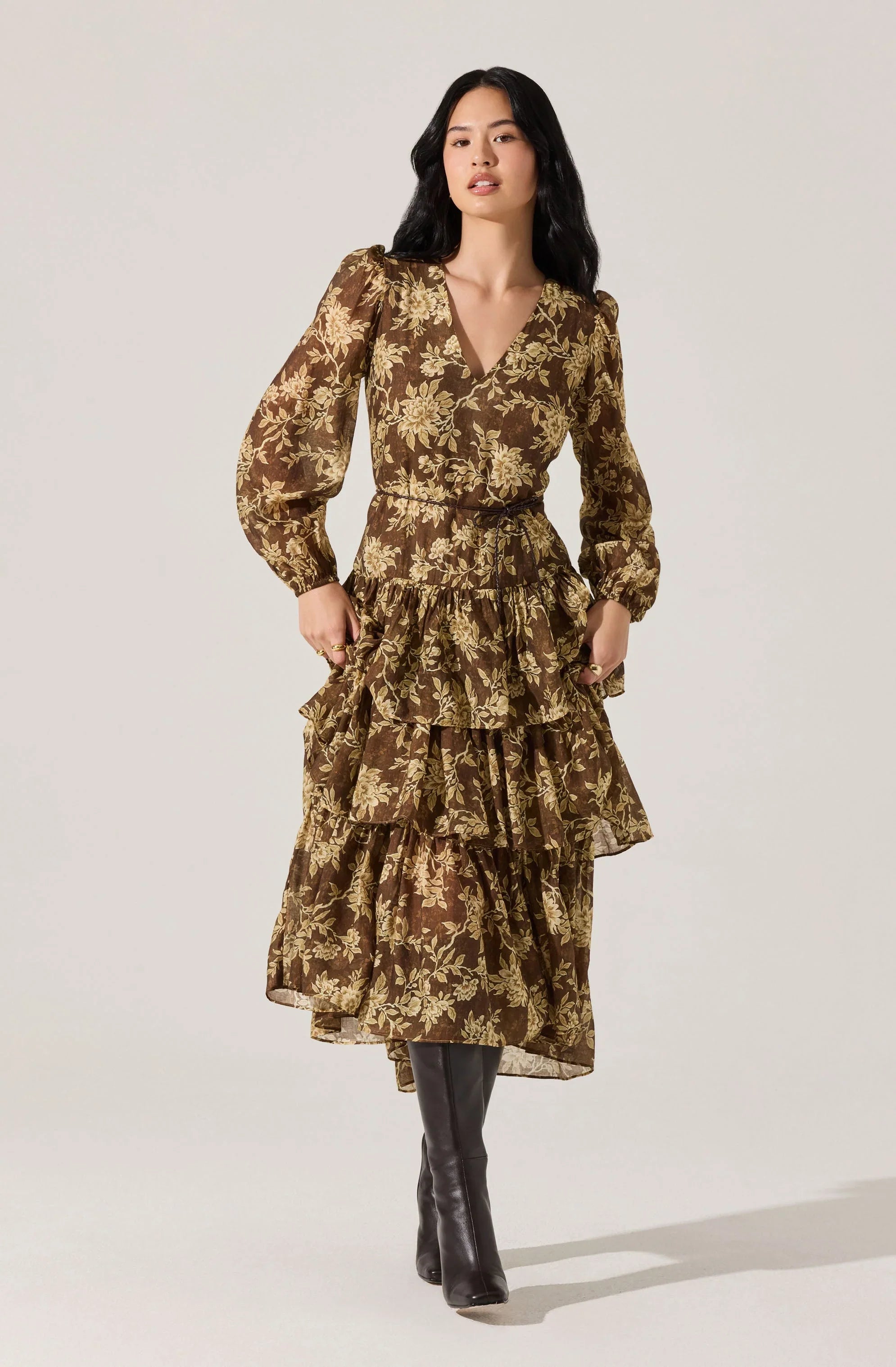 Franchesca Tiered Ruffle Floral Maxi Dress