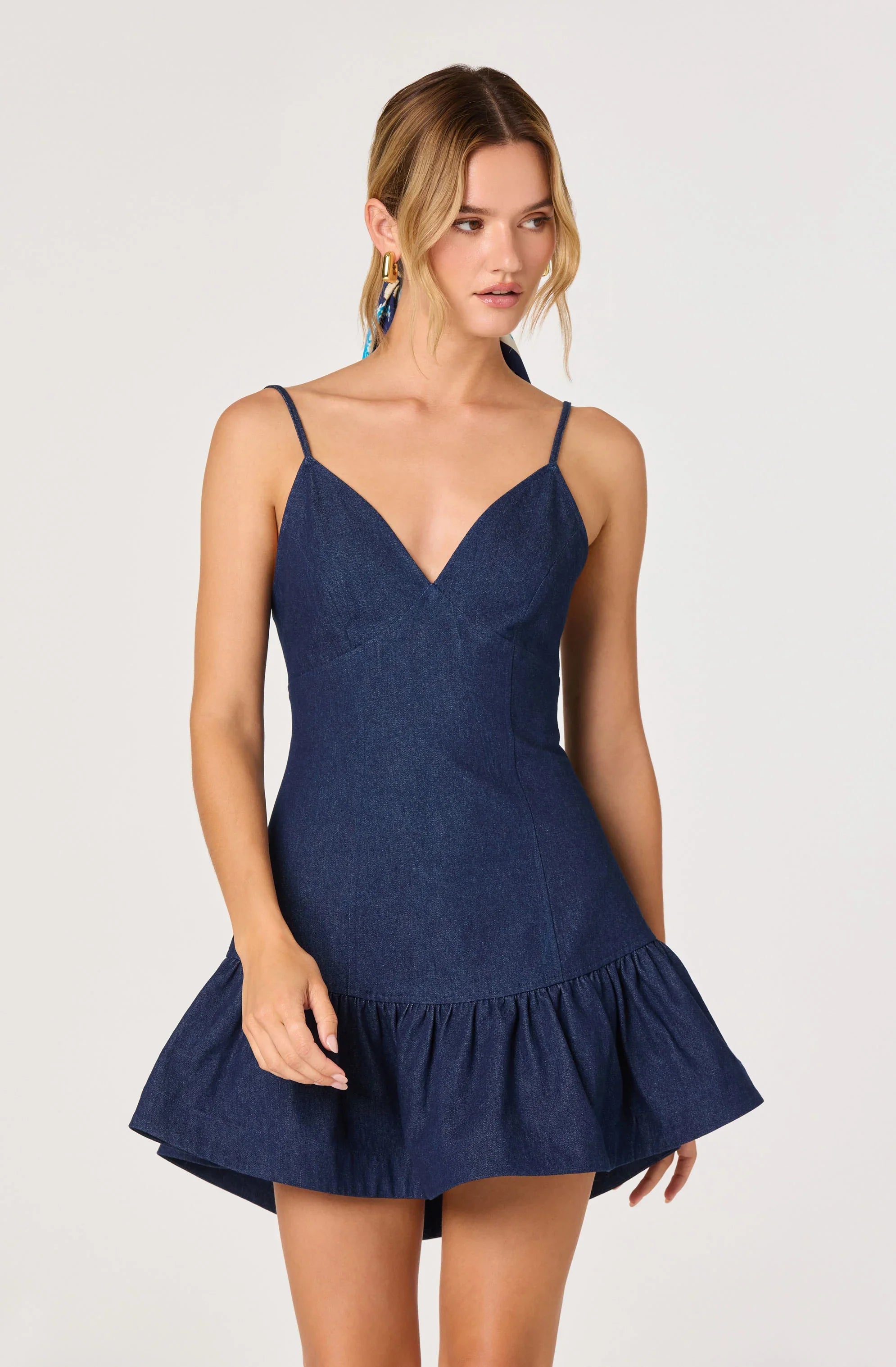 Kyndal Denim Fit & Flare Mini Dress