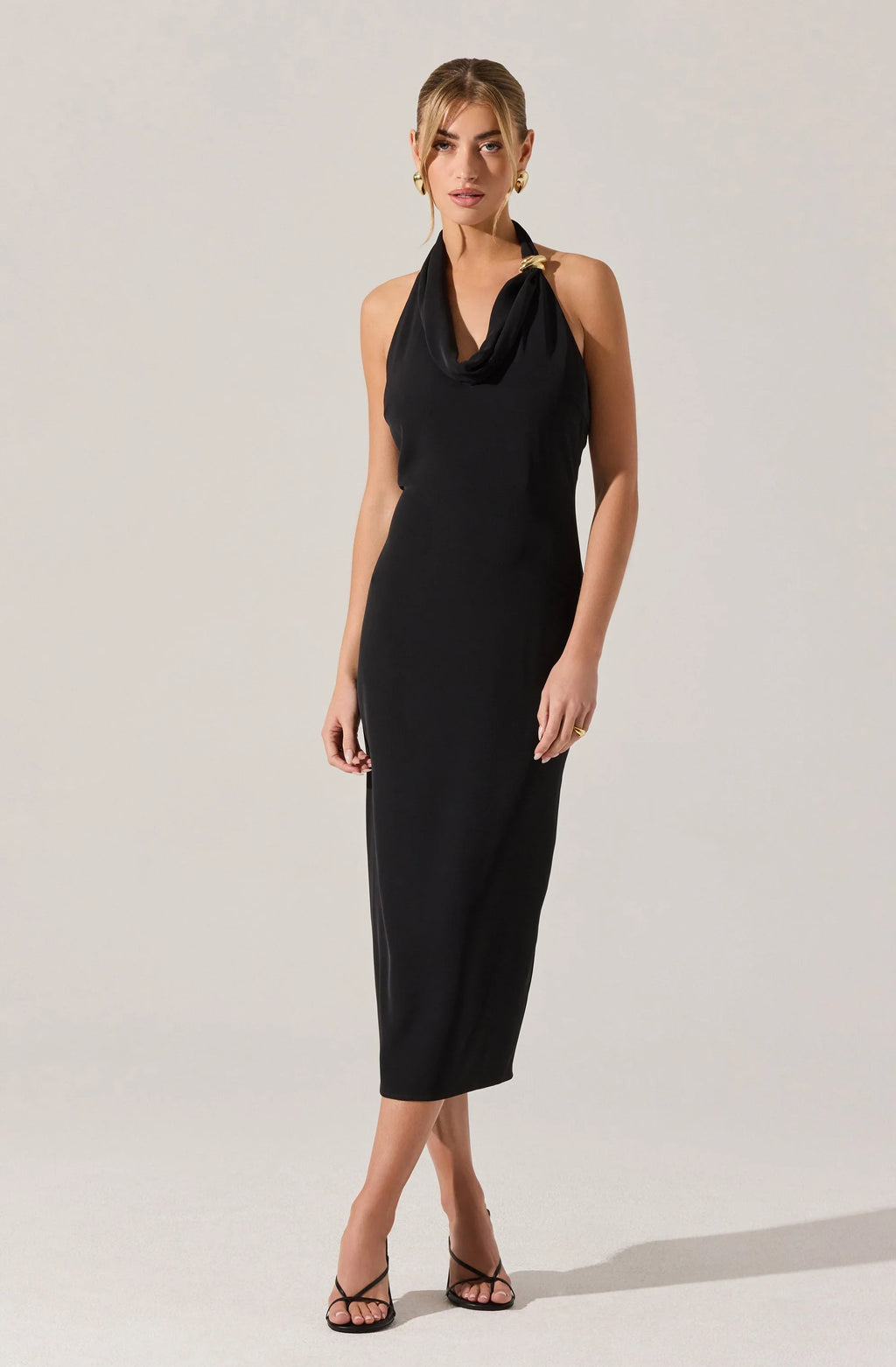 Alanna Halter Cowl Neck Midi Dress
