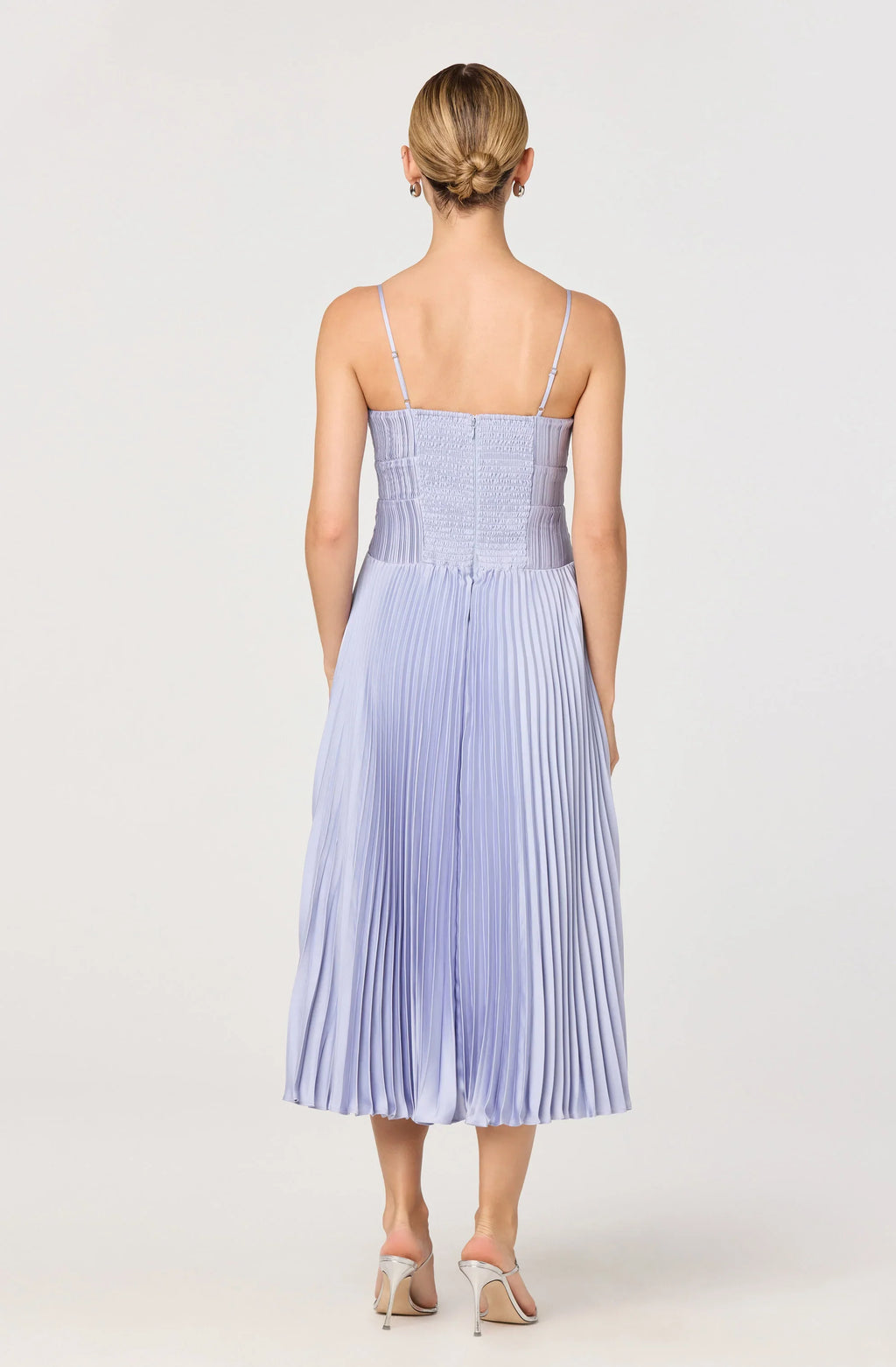 Shionagh Satin Bow-Detail Pleated Midi Dress