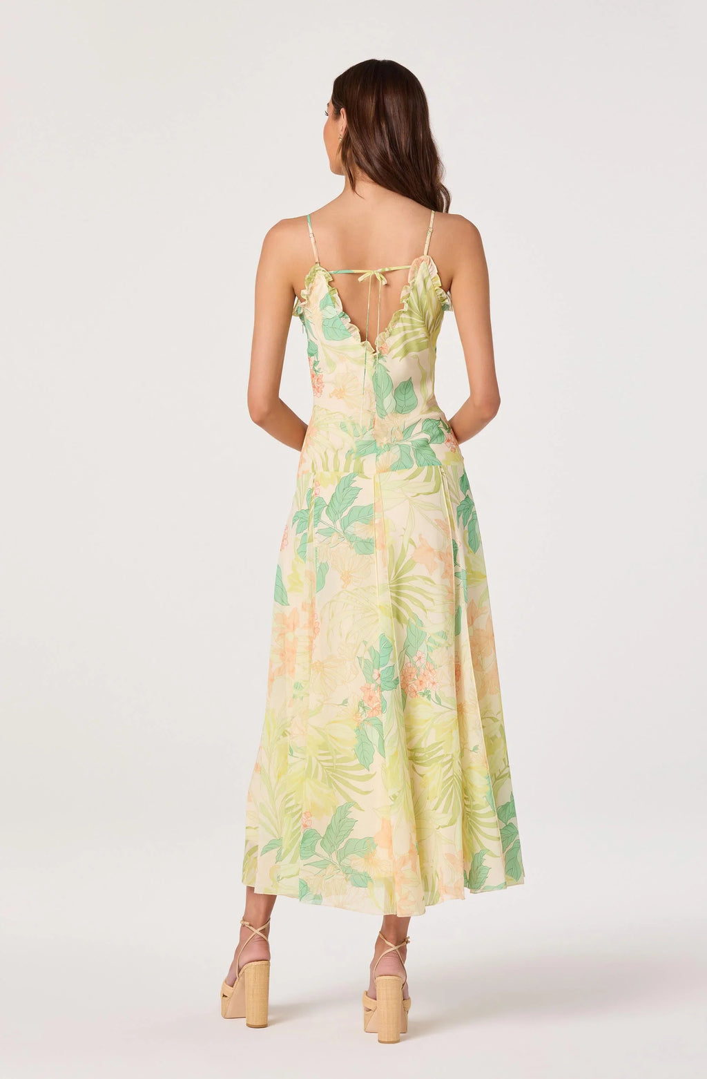 Hana Ruffle Trim Chiffon Maxi Dress
