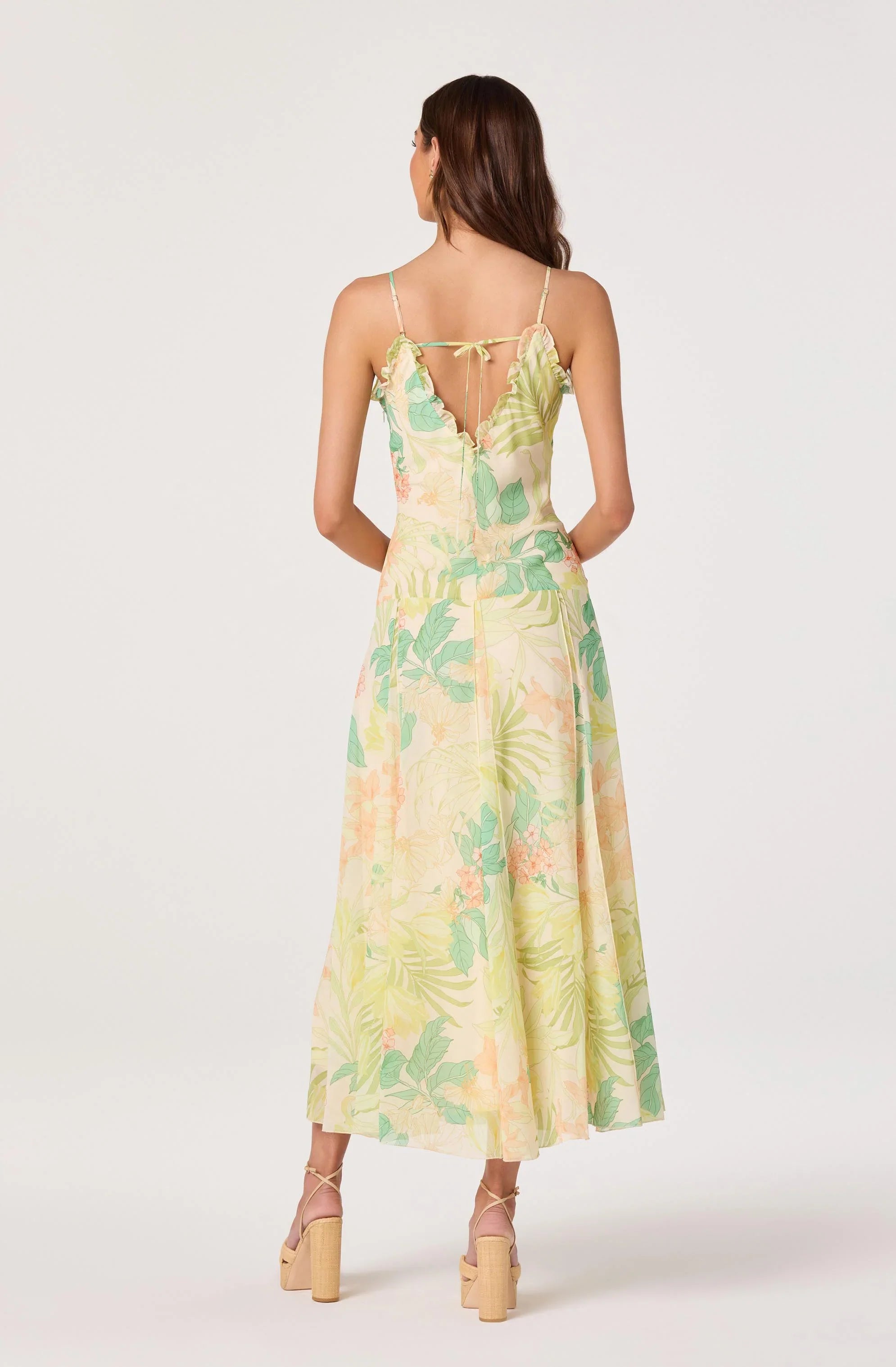 Hana Ruffle Trim Chiffon Maxi Dress