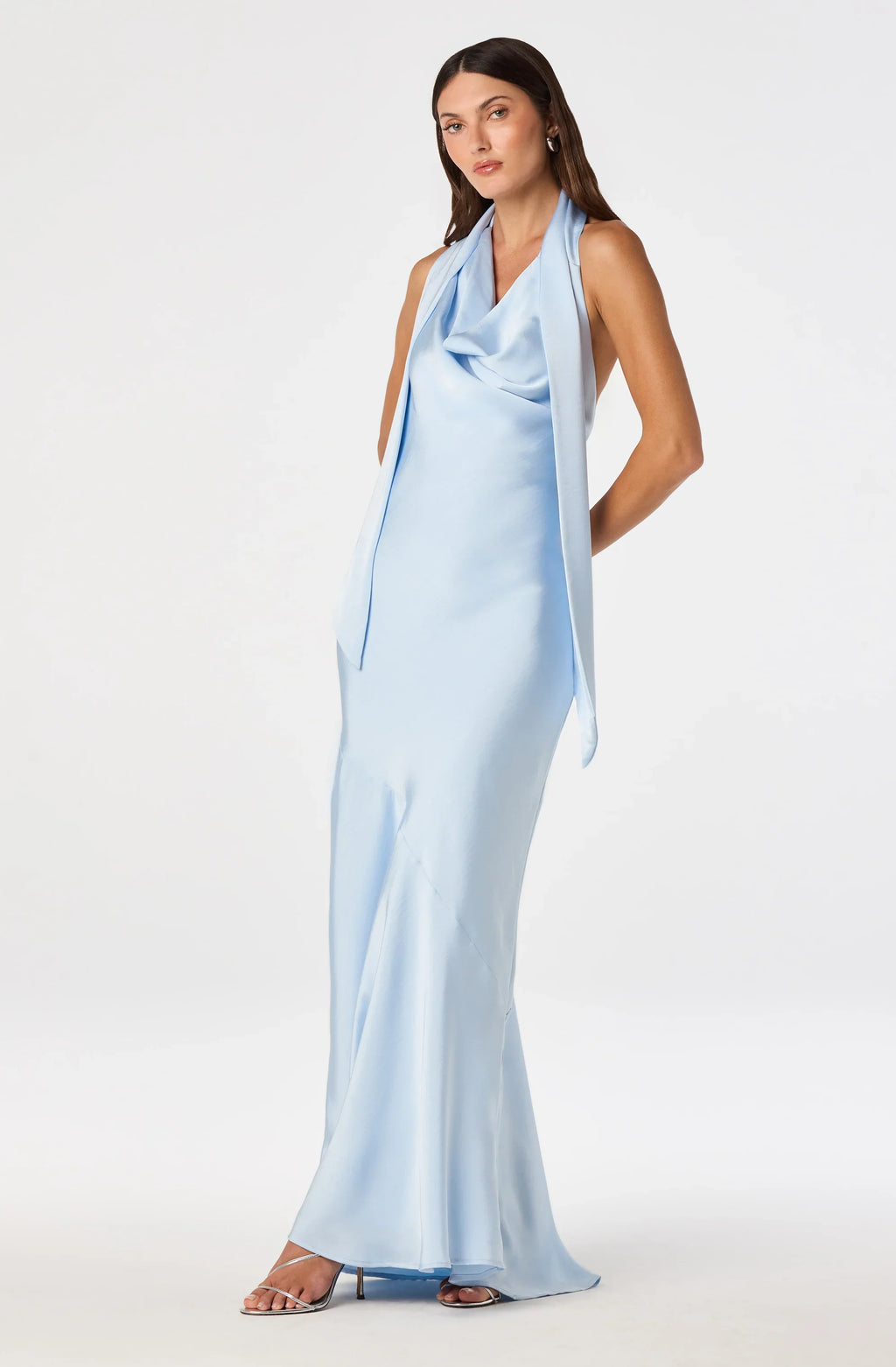 Varya Satin Cowl Neck Maxi Dress