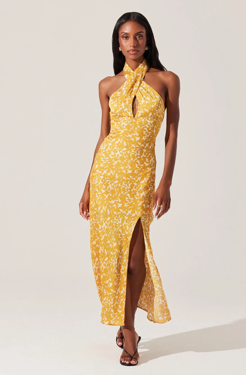 Marissa Floral Halter Neck Midi Dress