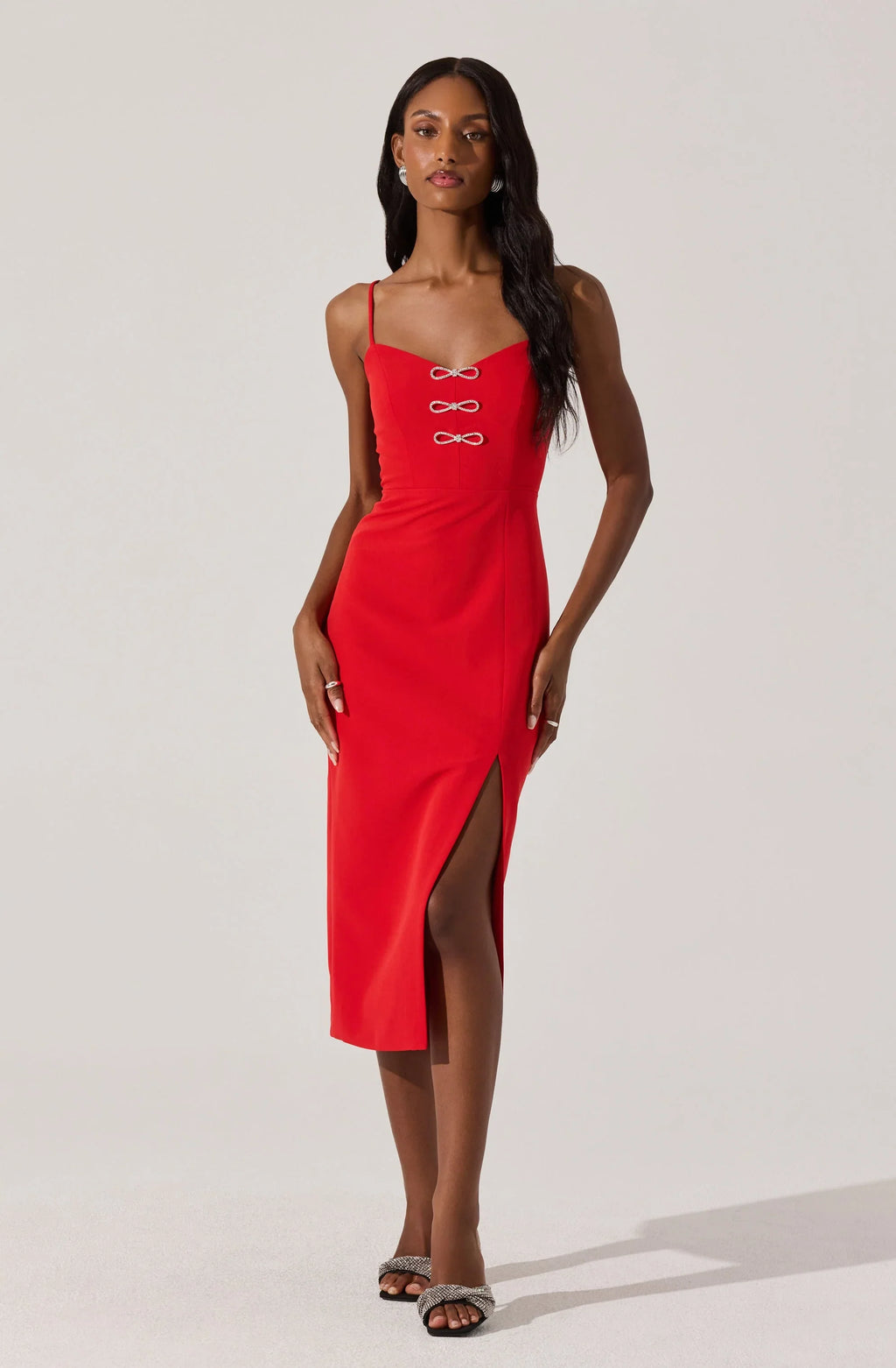 Embellished Bow Detail Midi Dress