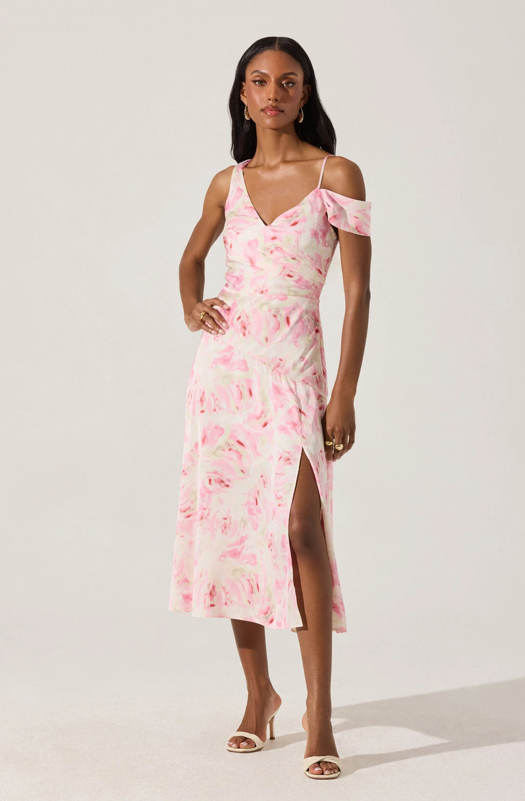 Asymmetric Shoulder Strap Midi Dress