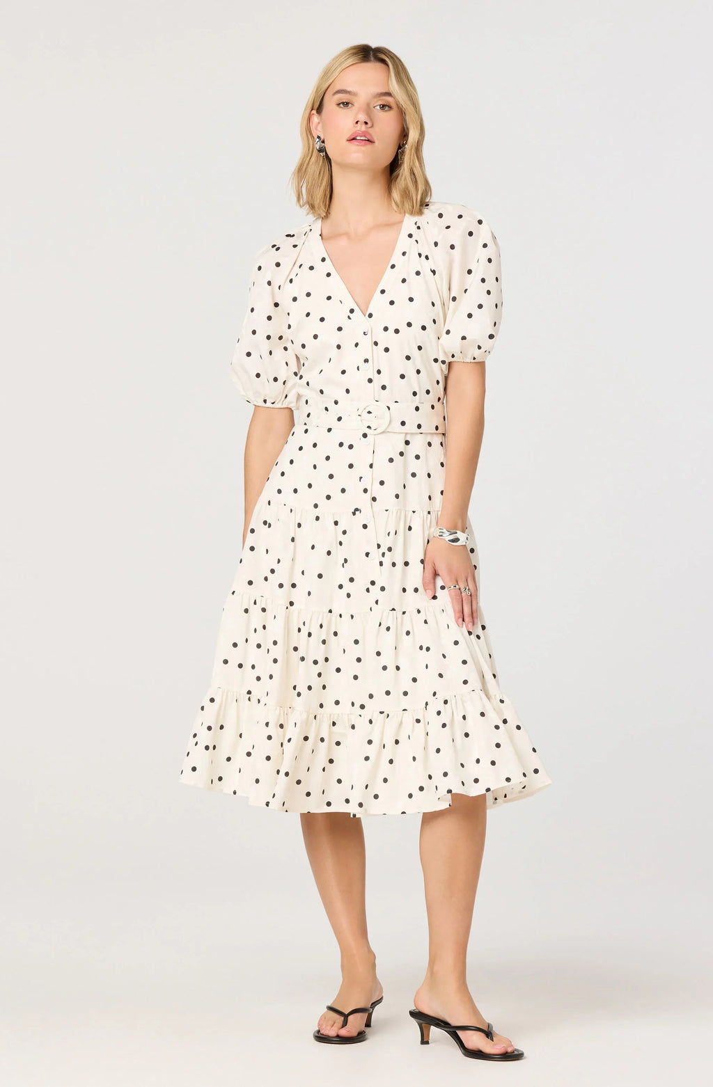 Minnie Polka Dot Tiered Midi Dress
