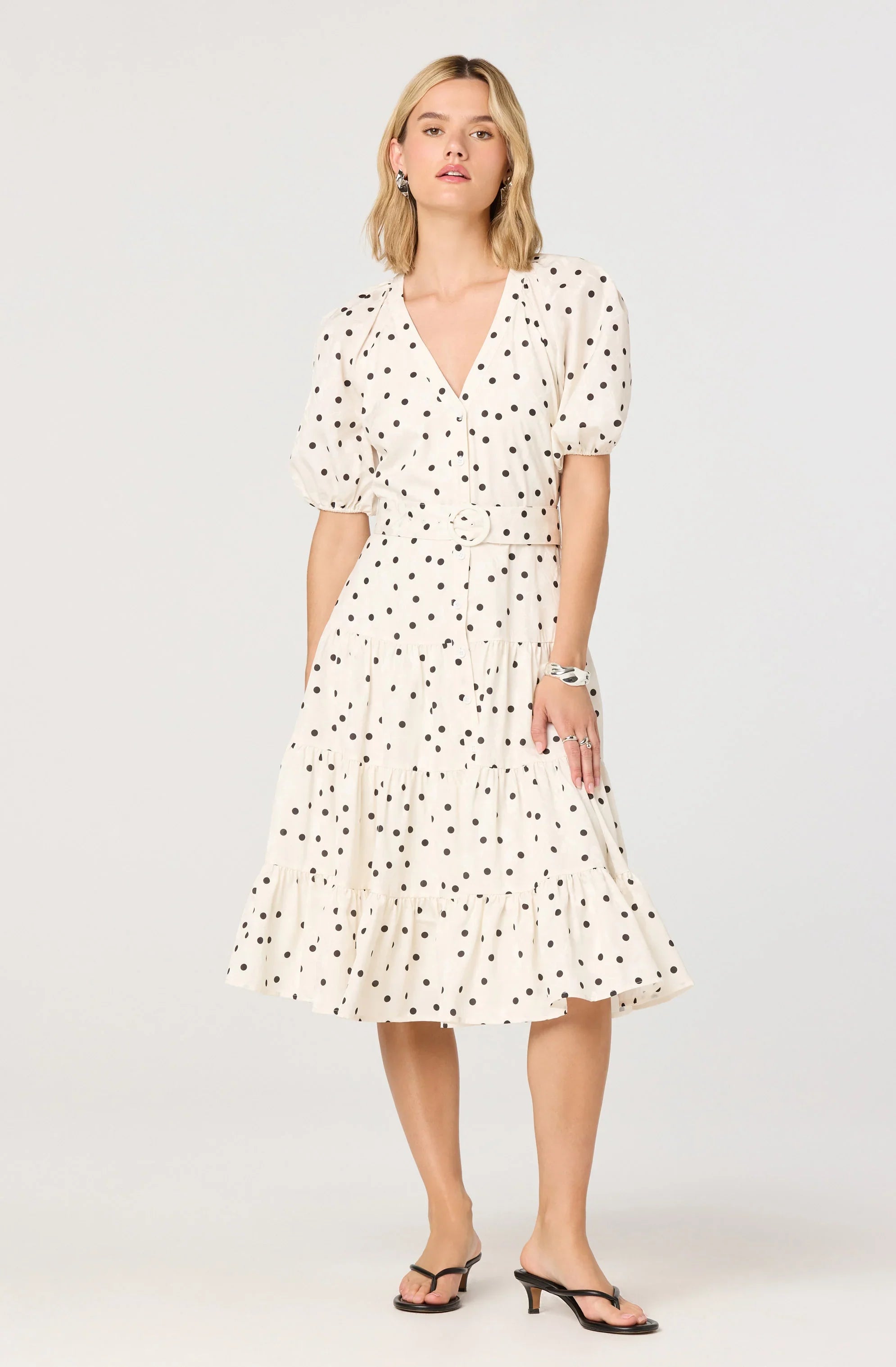 Minnie Polka Dot Tiered Midi Dress