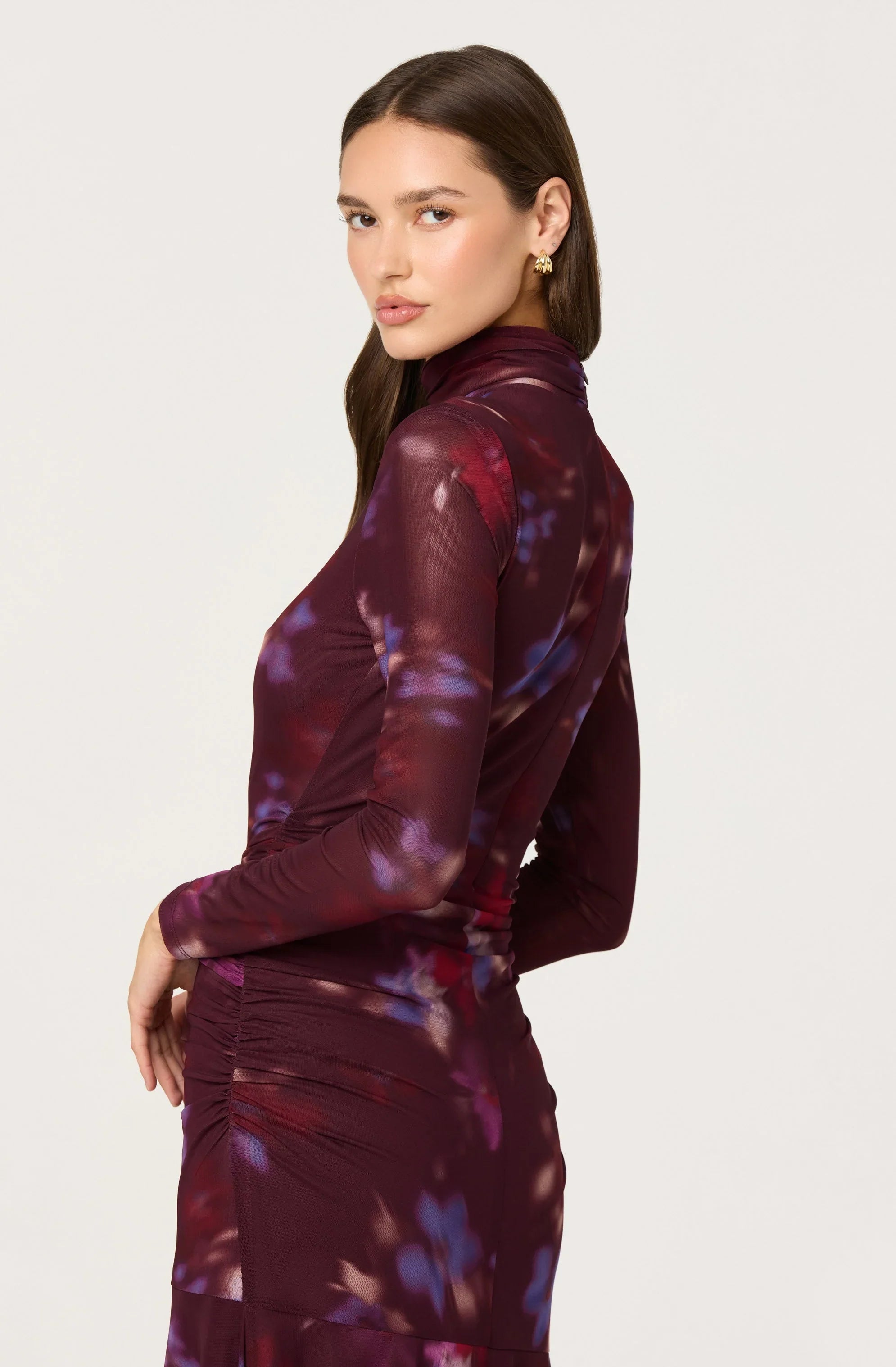 Aubriella Floral Mesh Midi Dress