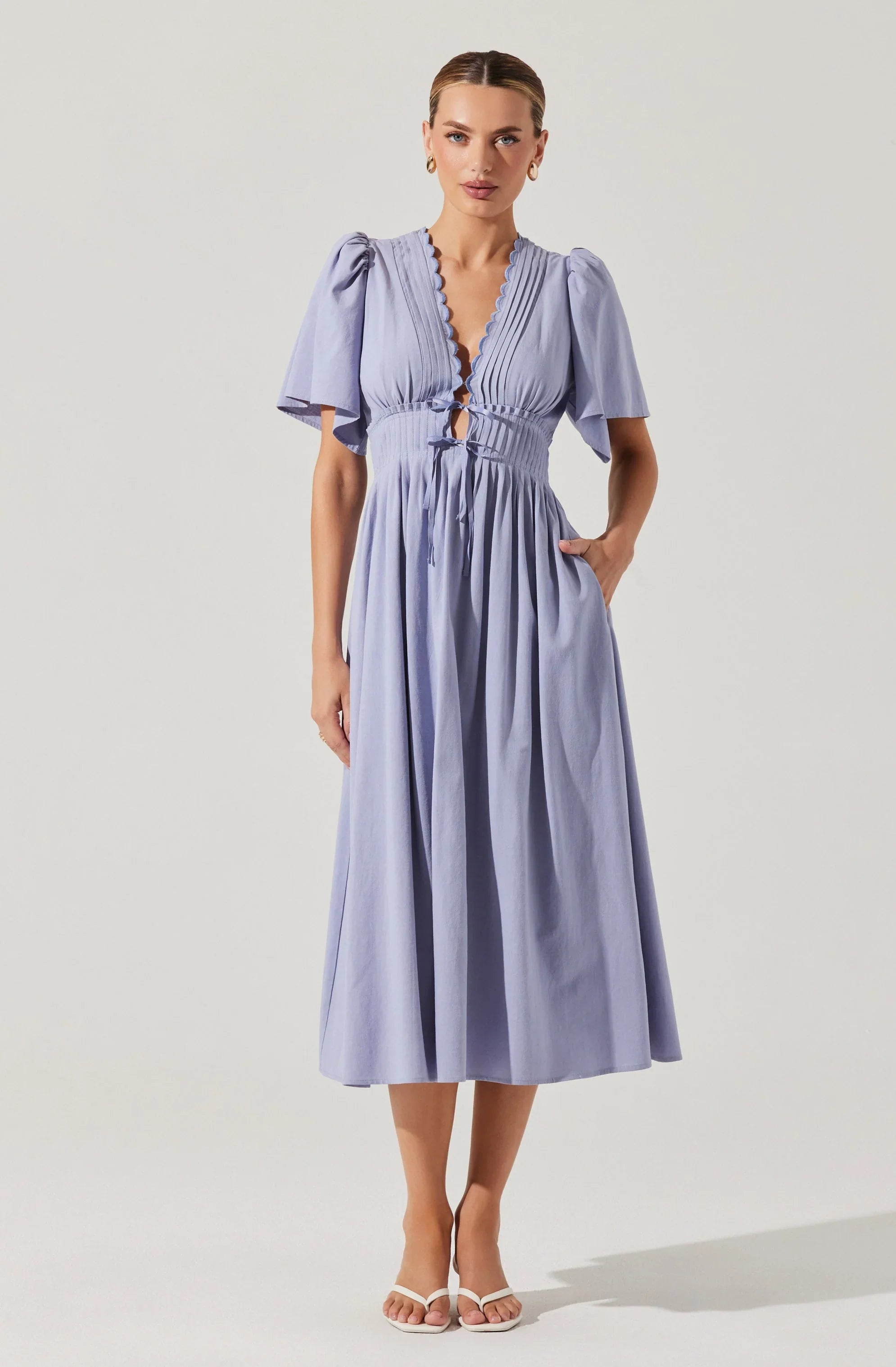 Hadleigh Scallop Trim Midi Dress