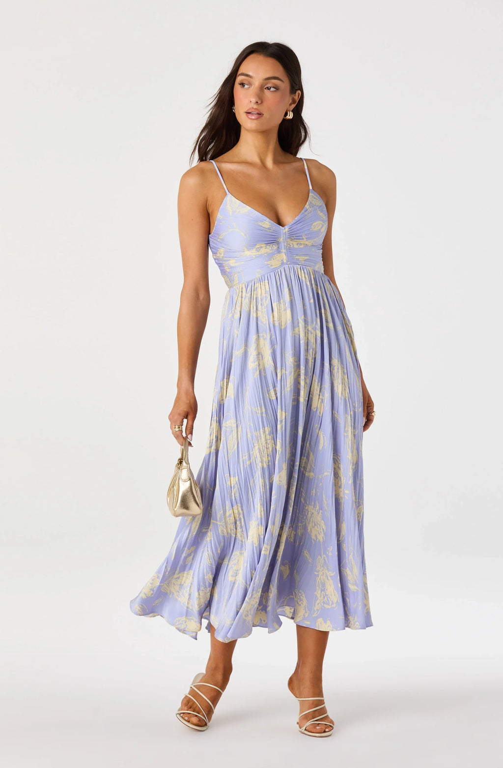 Maeve Pleated Satin Midi Dress