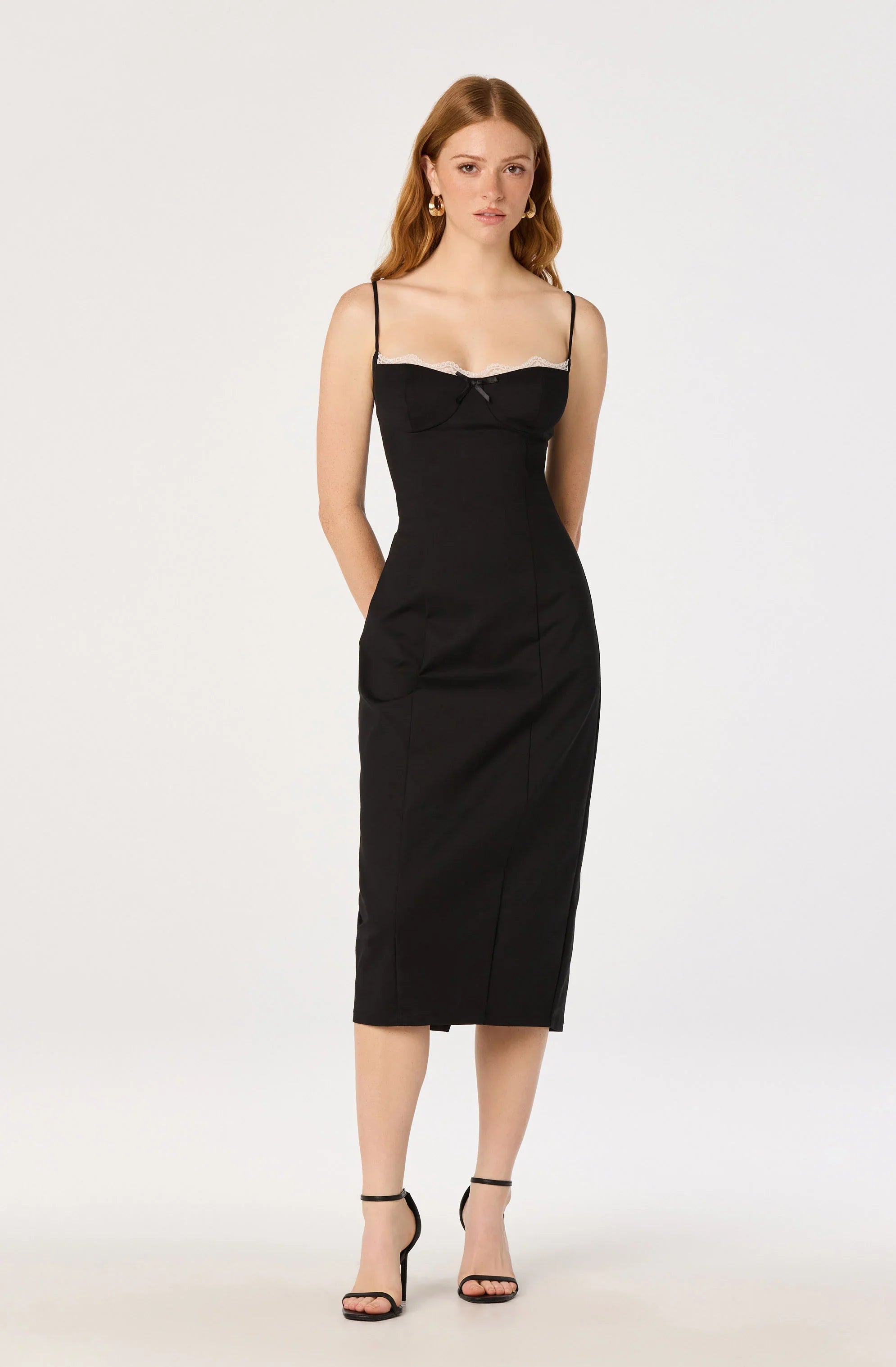 Bea Lace Trim Bustier Midi Dress