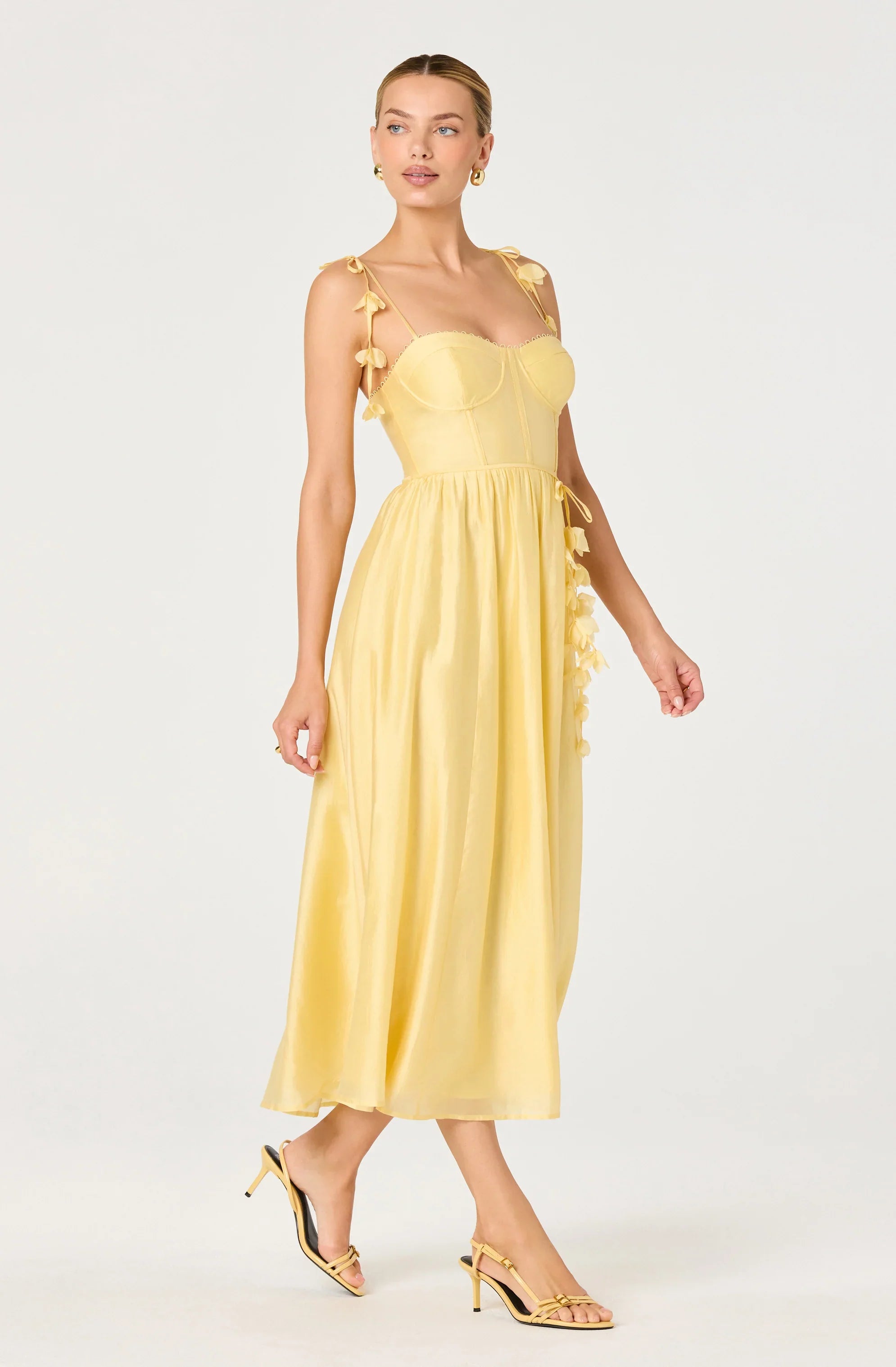 Halcyon 3D Flower Appliqué Midi Dress