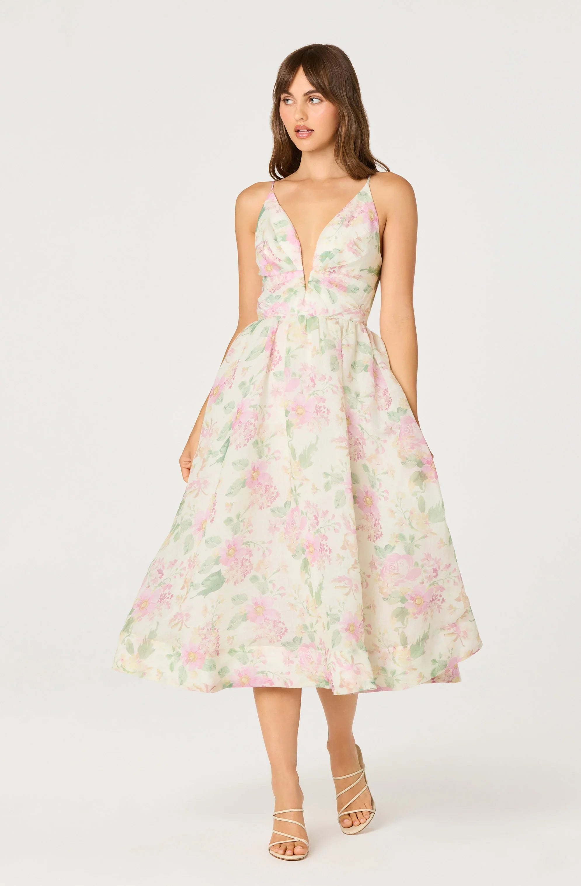 Janna Floral Plunge Midi Dress