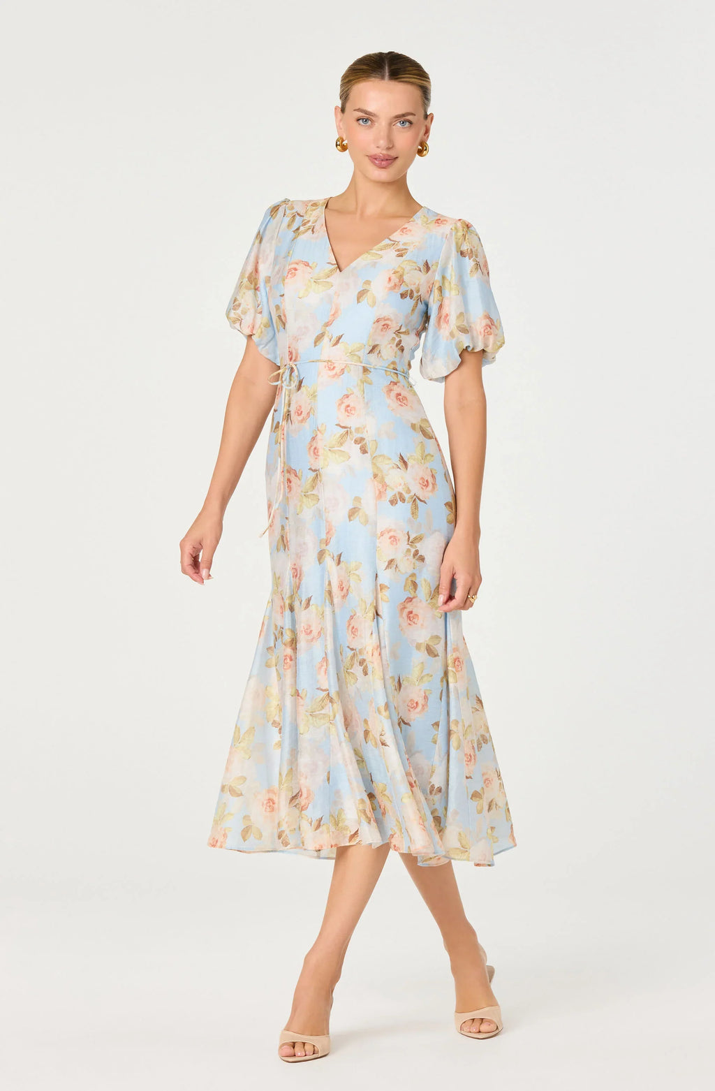 Lavena Floral Balloon Sleeve Midi Dress