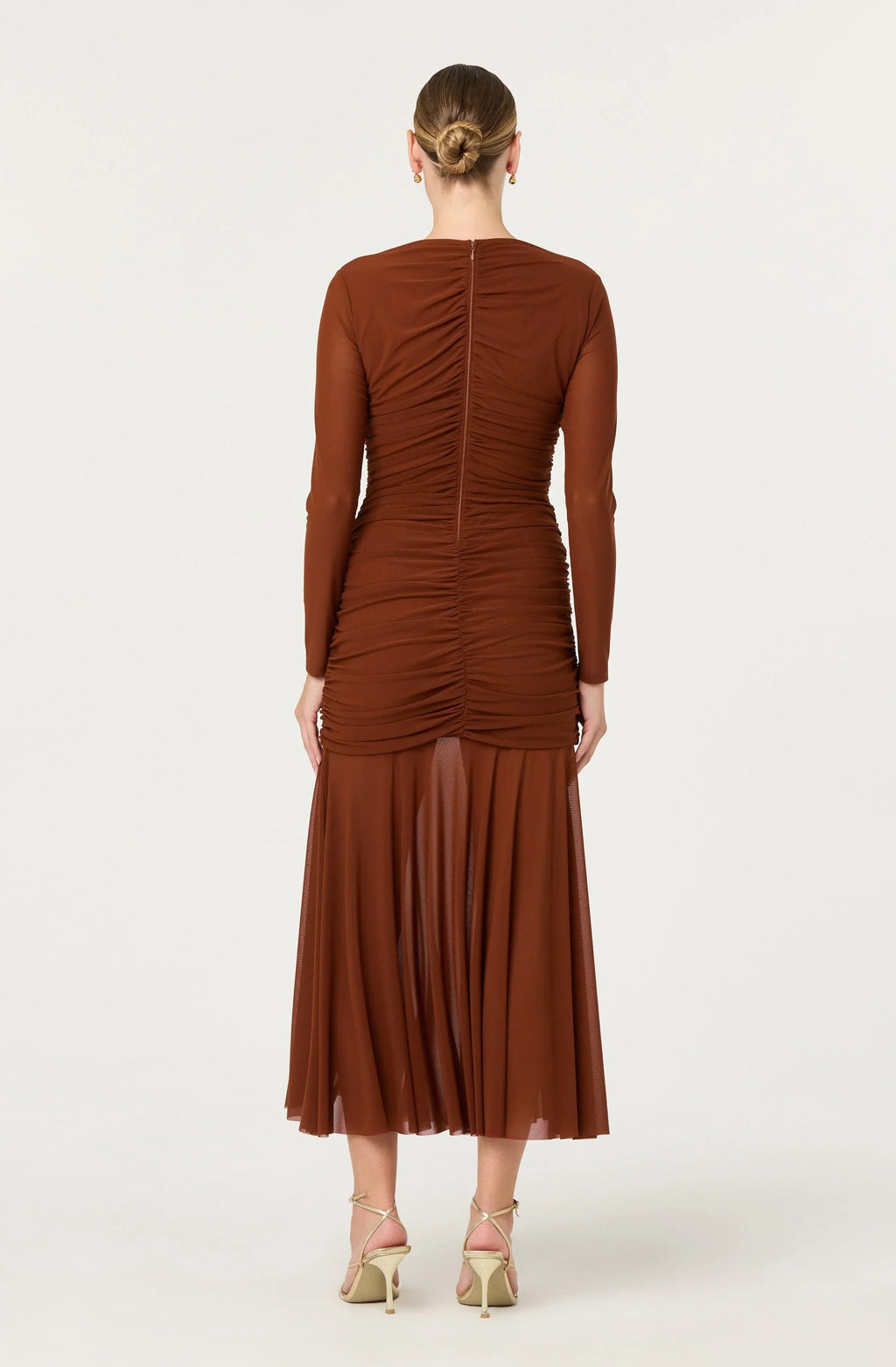 Yasmine Ruched Long Sleeve Maxi Dress